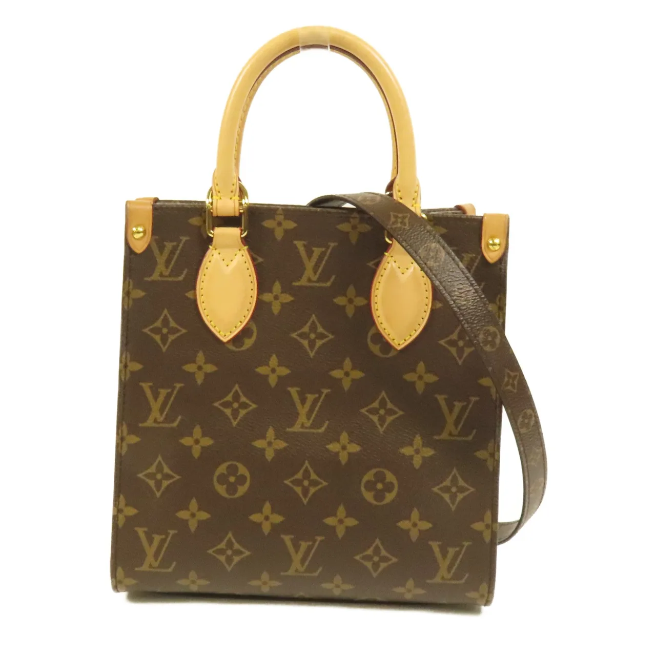 LOUIS VUITTON Sac Plat M45847 2-Way Bag Coated Canvas 棕色 / Brown