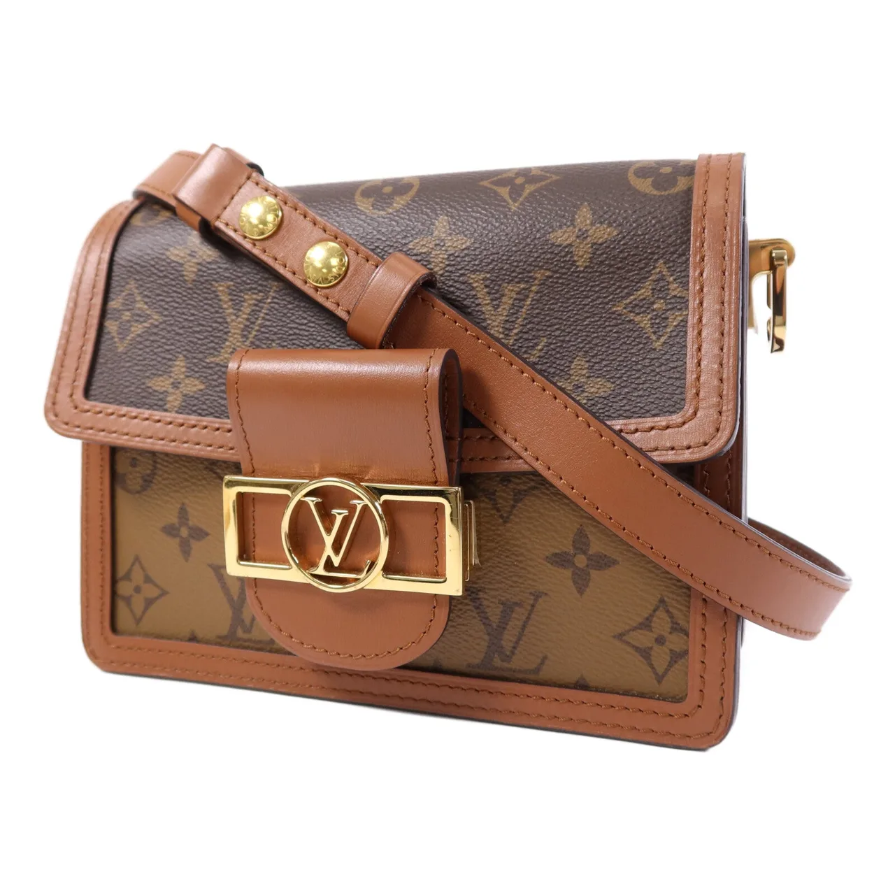 LOUIS VUITTON Mini Dauphine M45959 Shoulder Bag Coated Canvas 棕色 Coated Canvas Rank B - Thumbnail 3