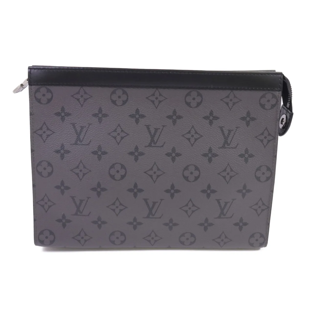 LOUIS VUITTON Pochette Voyage M61692 Clutch Coated Canvas 黑色 / 灰色
