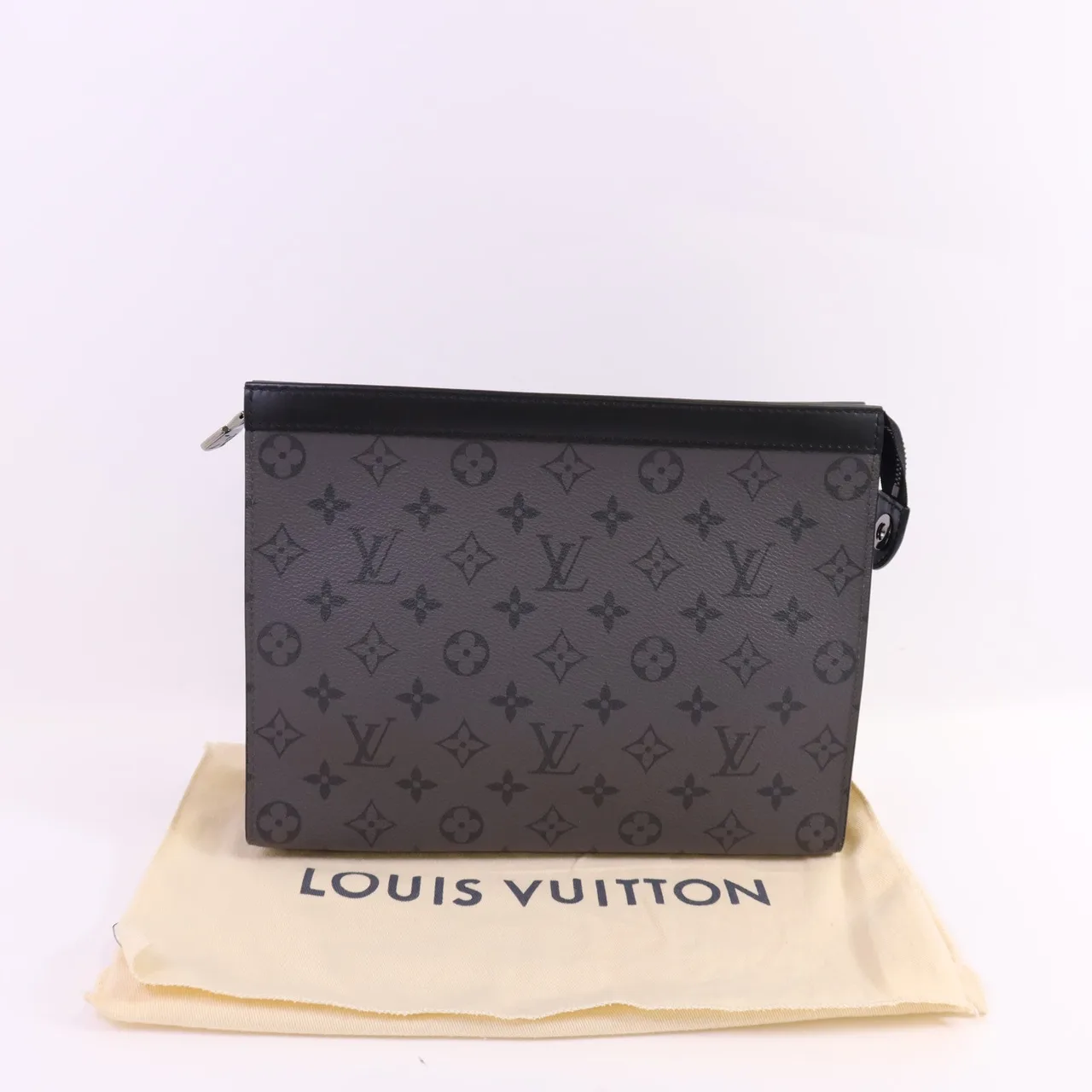 LOUIS VUITTON Pochette Voyage M61692 Clutch Coated Canvas 黑色 / 灰色 Coated Canvas Rank B - Thumbnail 13