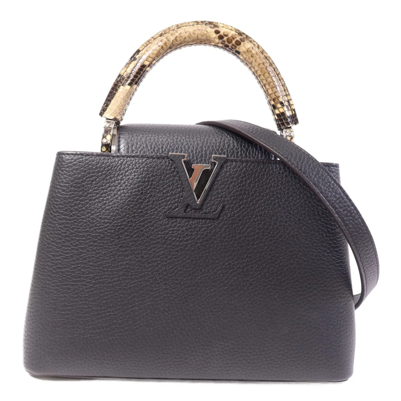 LOUIS VUITTON Capucines N92040 Shoulder Bag Calfskin 黑色 / Black