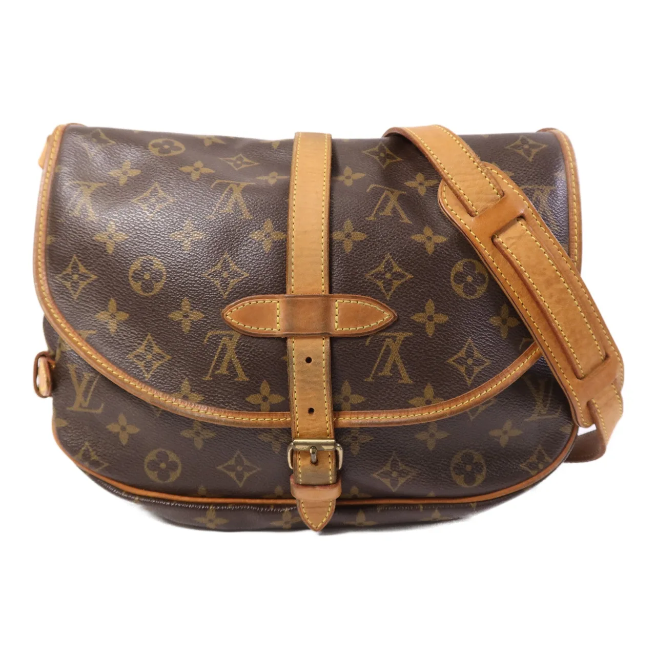 LOUIS VUITTON Saumur M42256 肩背包 塗層帆布 棕色