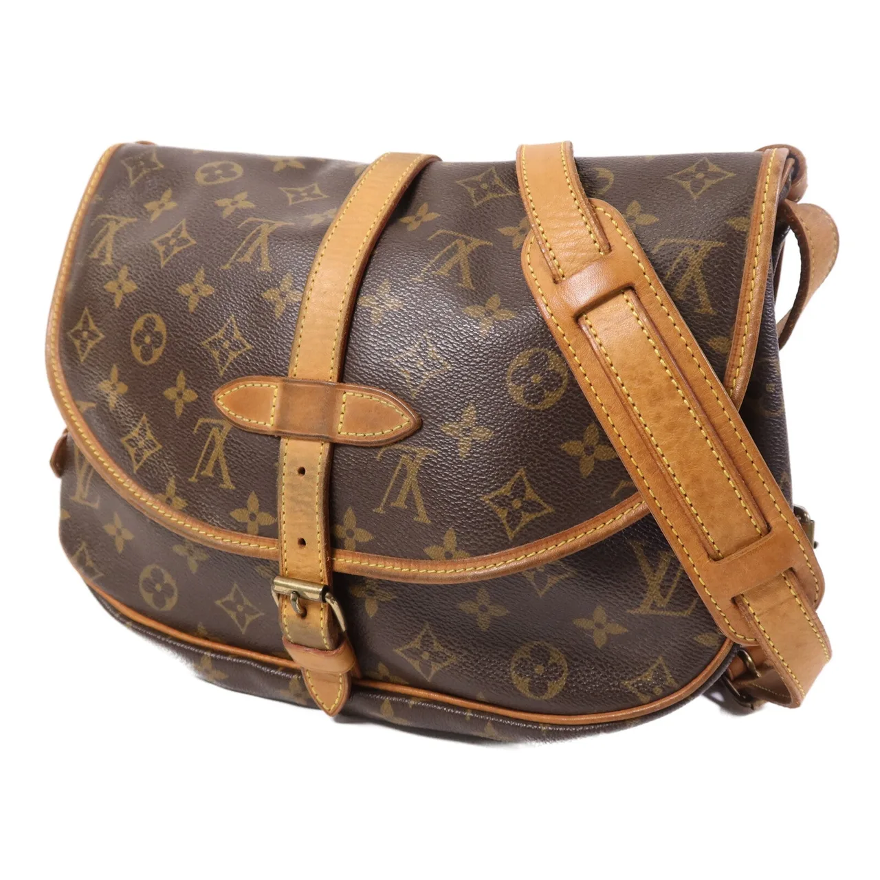 LOUIS VUITTON Saumur M42256 肩背包 塗層帆布 棕色 塗層帆布 中古品B - 縮圖 3