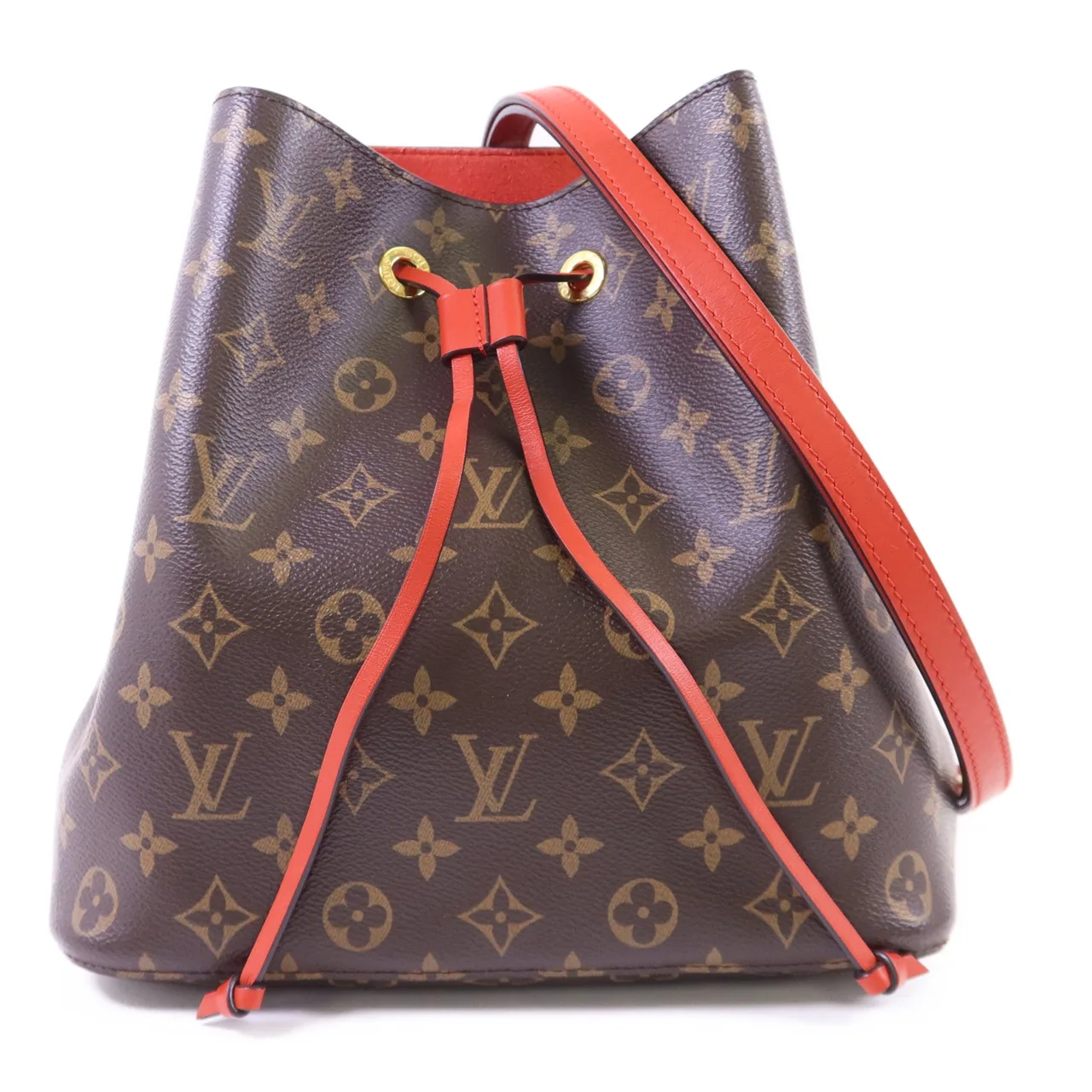 LOUIS VUITTON NeoNoe M44021 肩背包 塗層帆布 紅色 / 棕色 / Brown/Red