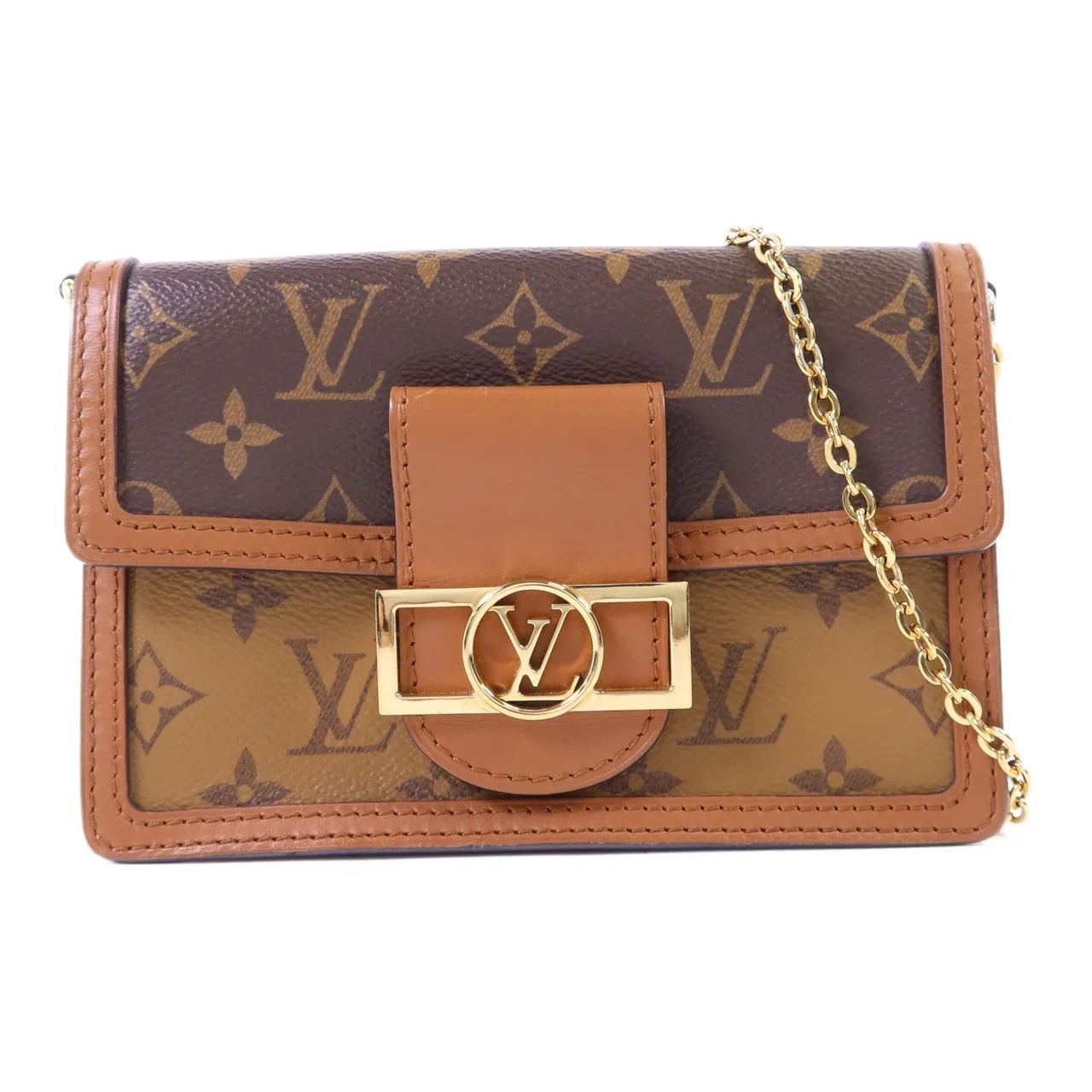 LOUIS VUITTON Dauphine M68746 Shoulder Bag Coated Canvas 棕色