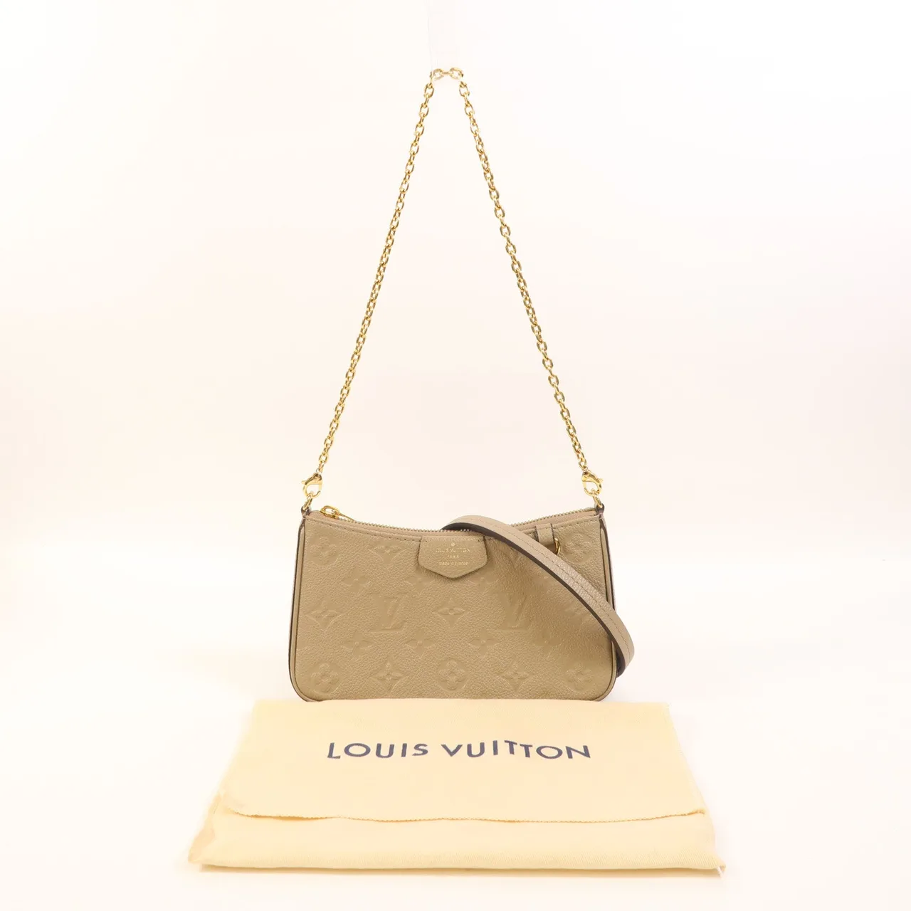 LOUIS VUITTON Easy Pouch M81862 Shoulder Bag Calfskin 米色 / Beige Calfskin Rank B - Thumbnail 9