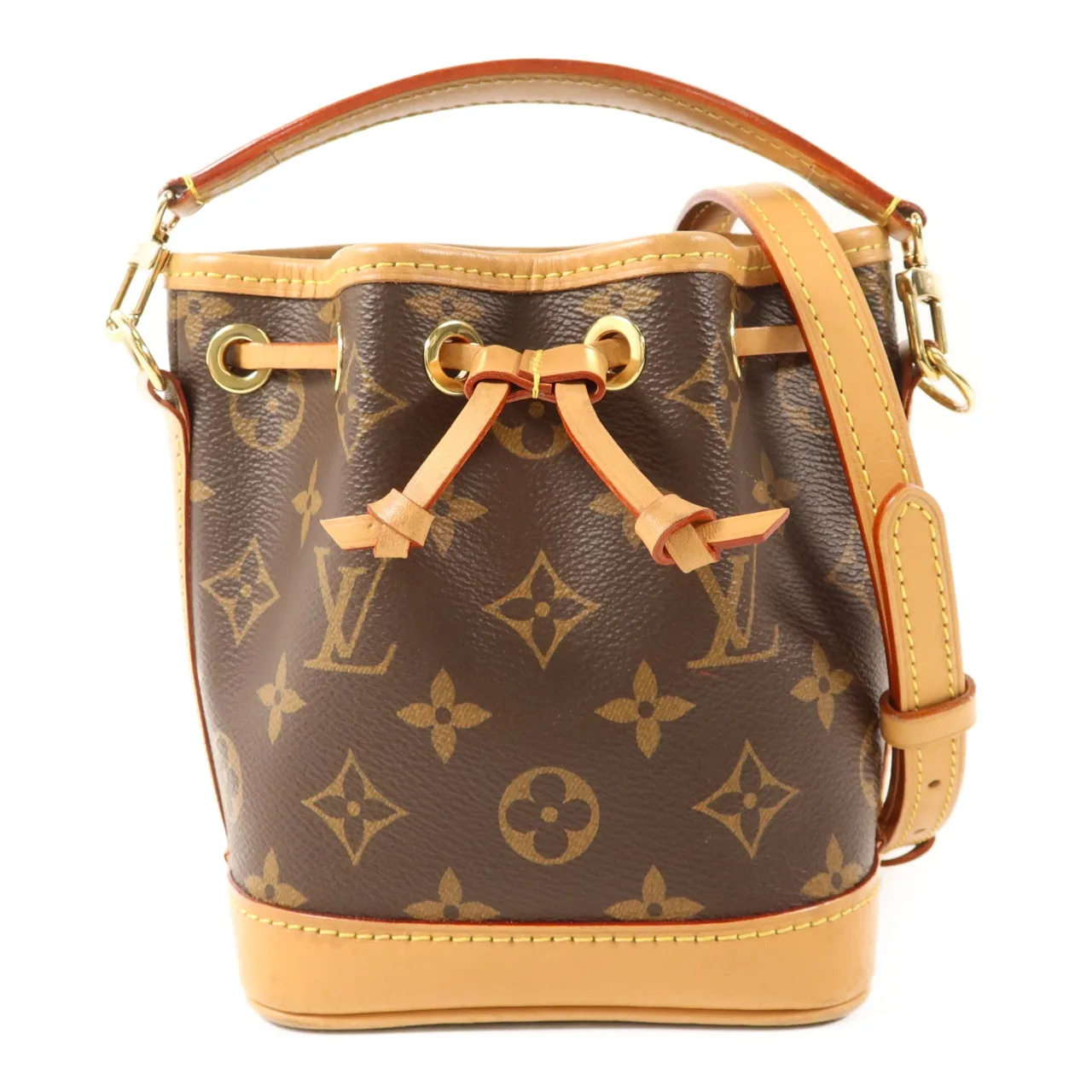 LOUIS VUITTON Nano Noe M81266 2-Way Bag Coated Canvas 棕色