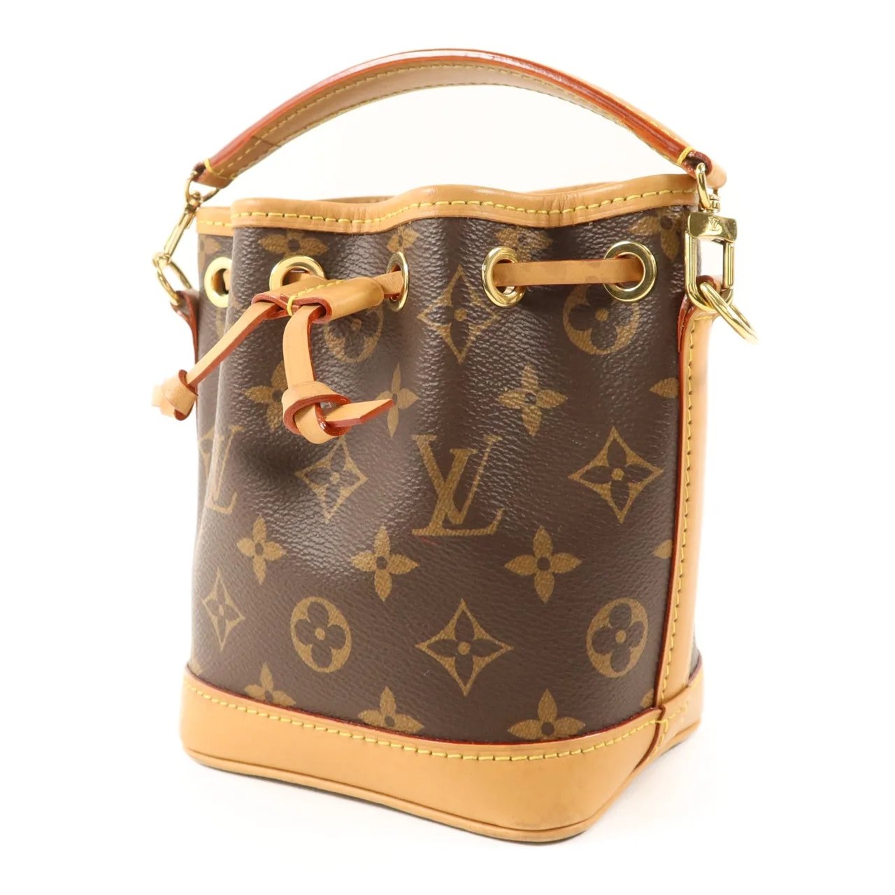 LOUIS VUITTON Nano Noe M81266 2-Way Bag Coated Canvas 棕色 Coated Canvas Rank B - Thumbnail 3