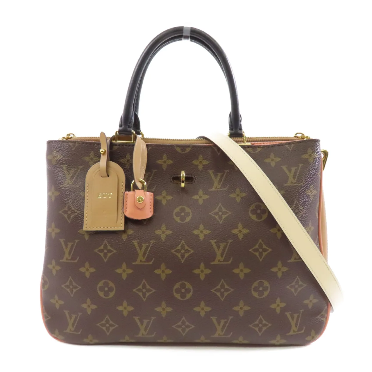 LOUIS VUITTON M44255 2-Way Bag Coated Canvas 棕色 / 米色