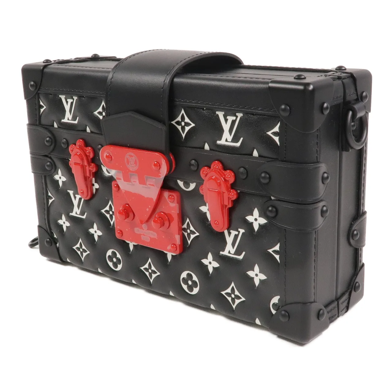 LOUIS VUITTON Petite Malle M59638 兩用包 羊皮 黑色 / 白色 羊皮 新品同様 - 縮圖 2