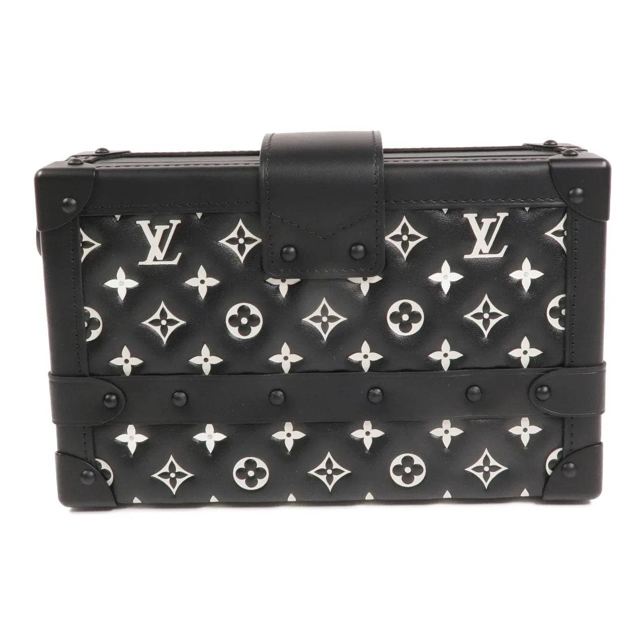 LOUIS VUITTON Petite Malle M59638 兩用包 羊皮 黑色 / 白色 羊皮 新品同様 - 縮圖 3