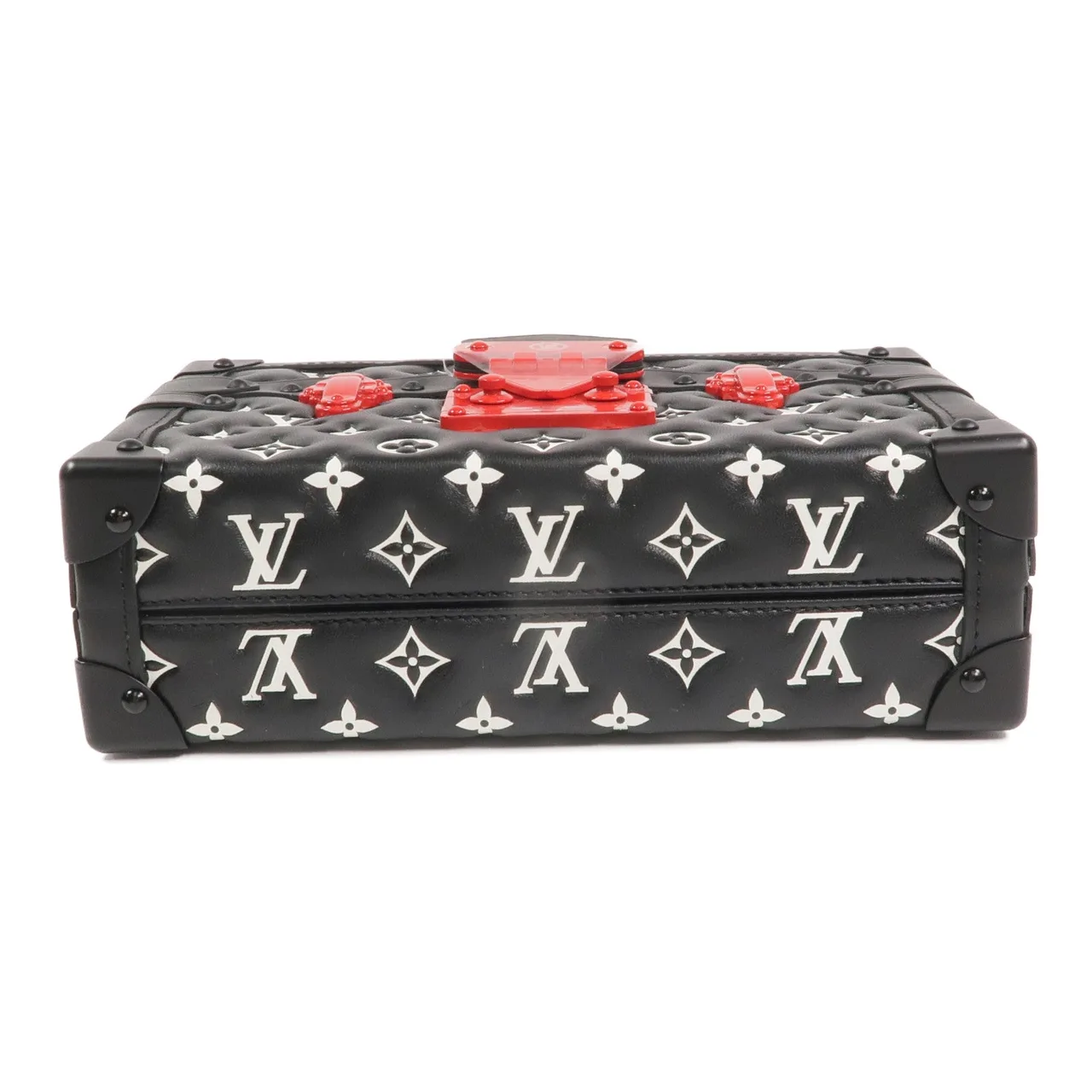 LOUIS VUITTON Petite Malle M59638 兩用包 羊皮 黑色 / 白色 羊皮 新品同様 - 縮圖 4