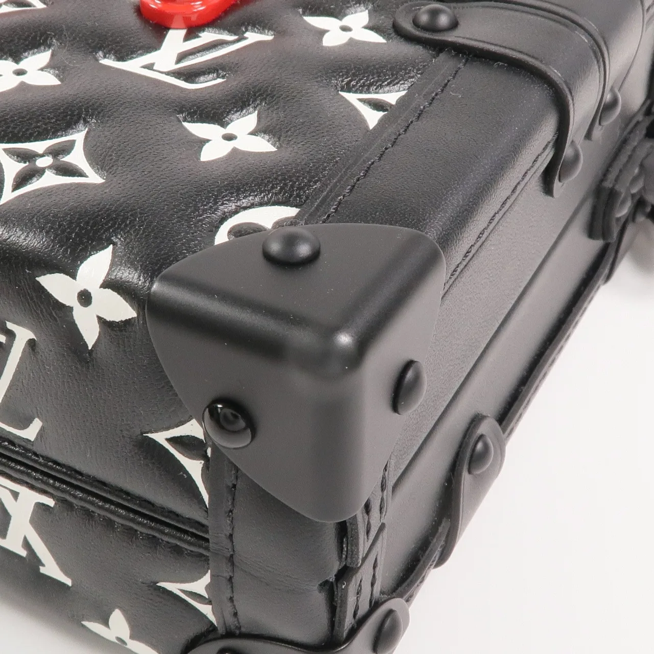 LOUIS VUITTON Petite Malle M59638 兩用包 羊皮 黑色 / 白色 羊皮 新品同様 - 縮圖 11