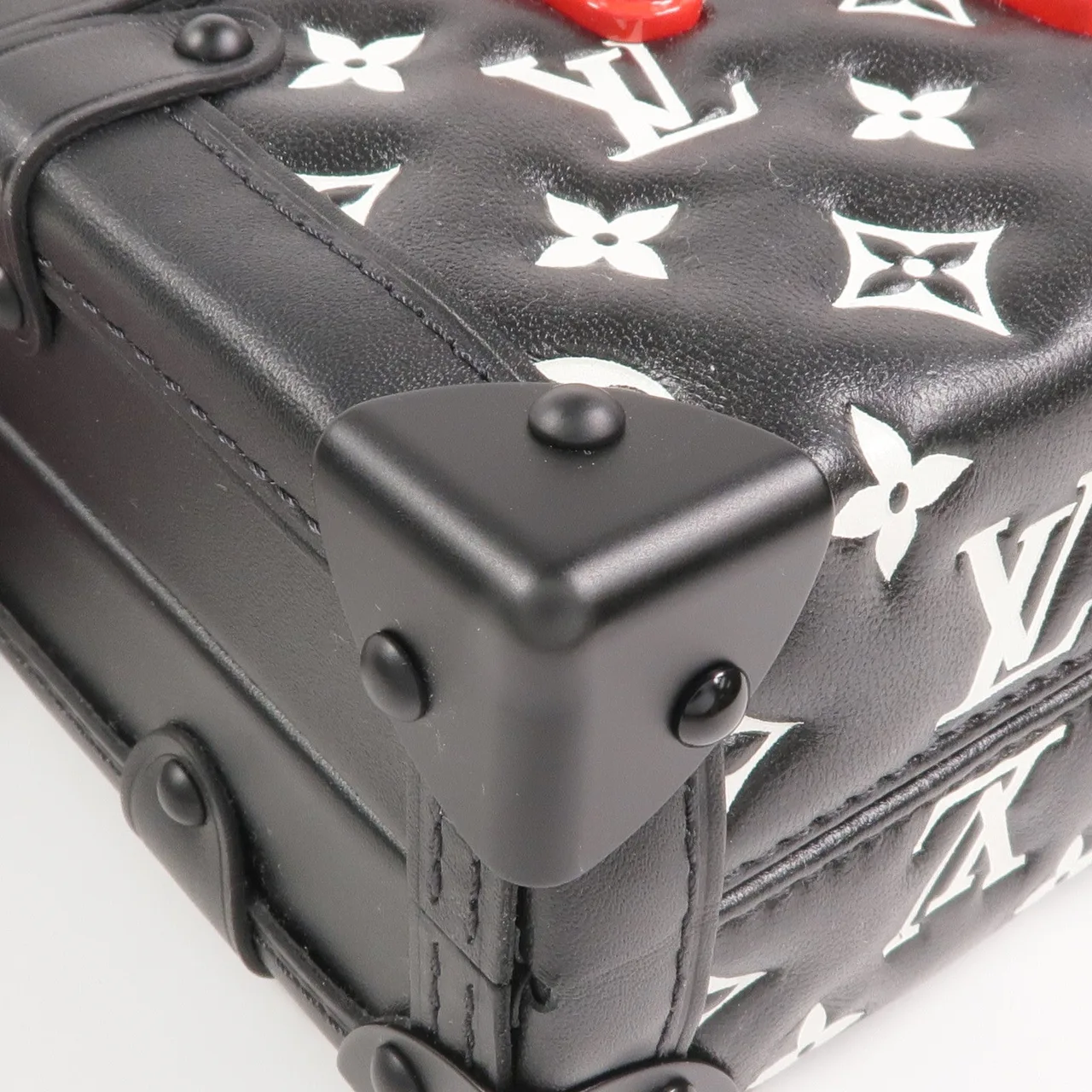 LOUIS VUITTON Petite Malle M59638 兩用包 羊皮 黑色 / 白色 羊皮 新品同様 - 縮圖 12