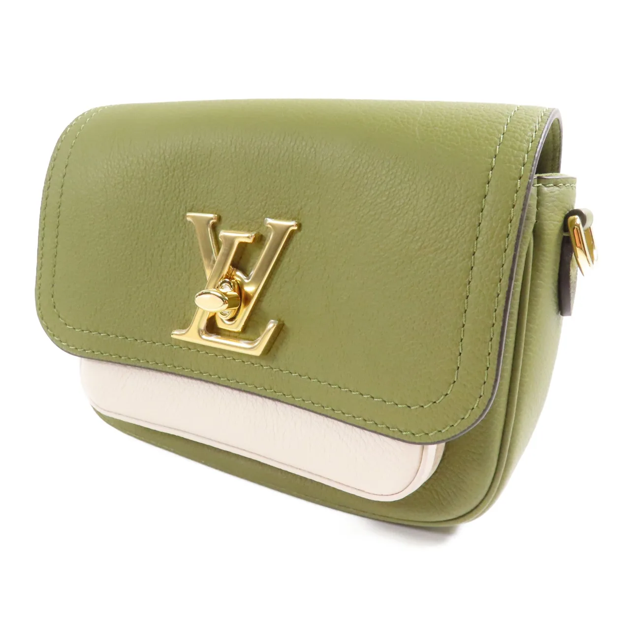 LOUIS VUITTON Lock Me M59731 兩用包 牛皮 綠色 / 白色 / Green/White 牛皮 新品同様 - 縮圖 3