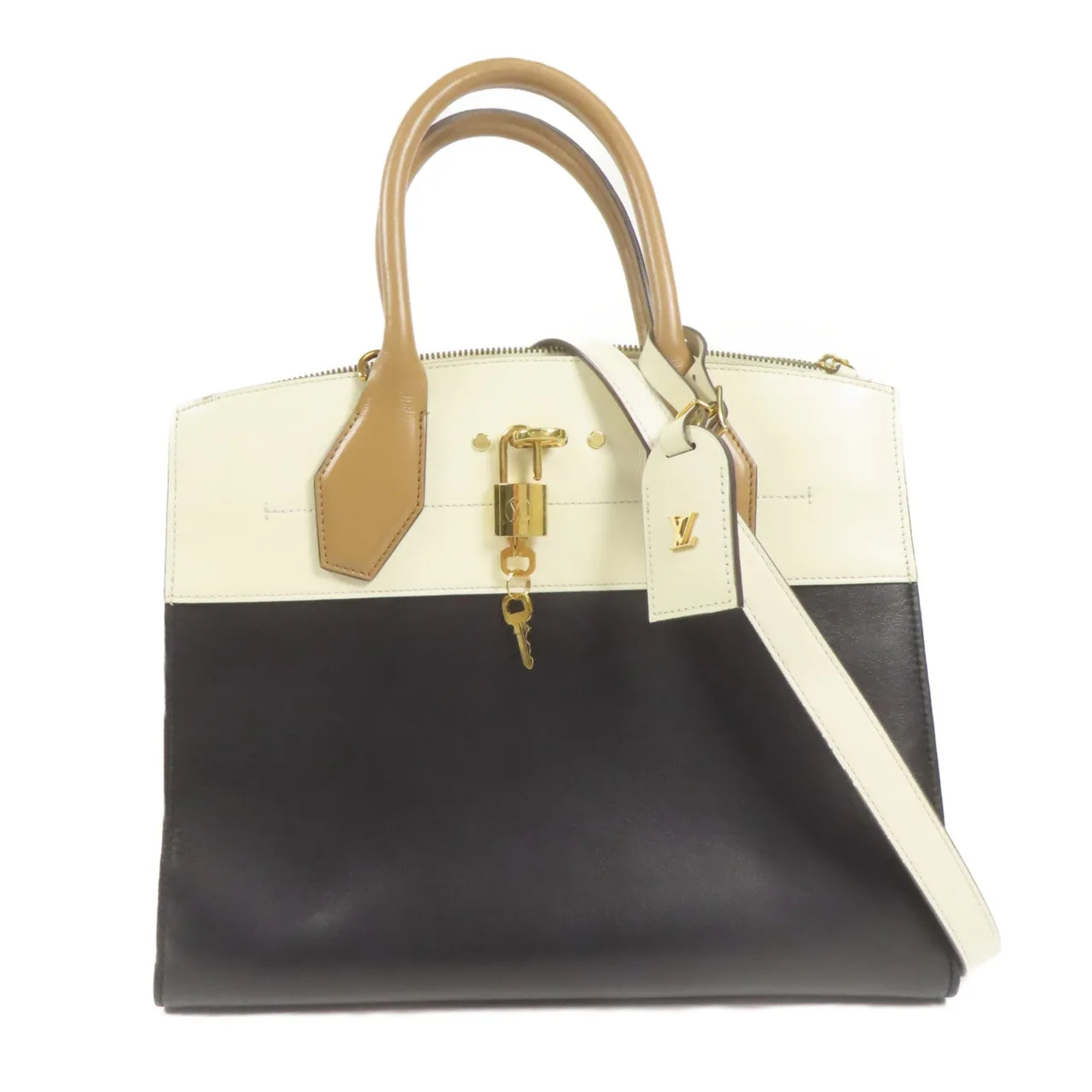 LOUIS VUITTON Steamer M53072 2-Way Bag Calfskin 黑色 / 白色 / Black/White