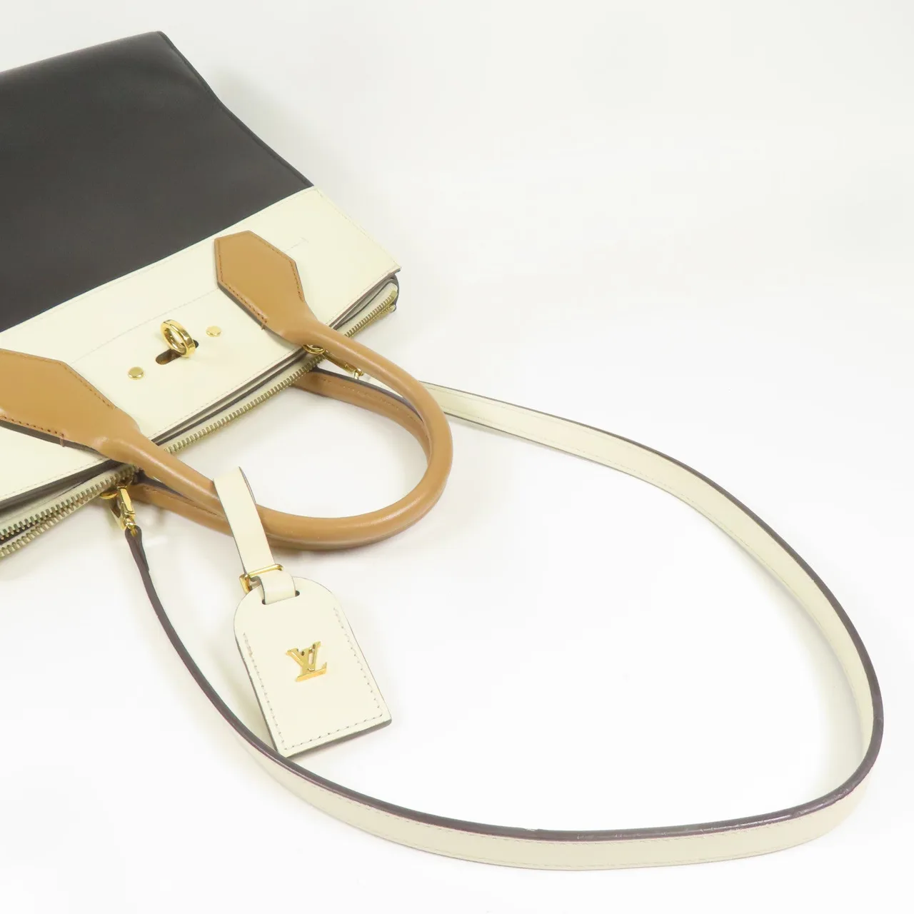 LOUIS VUITTON Steamer M53072 兩用包 牛皮 黑色 / 白色 / Black/White 牛皮 中古品B - 縮圖 4