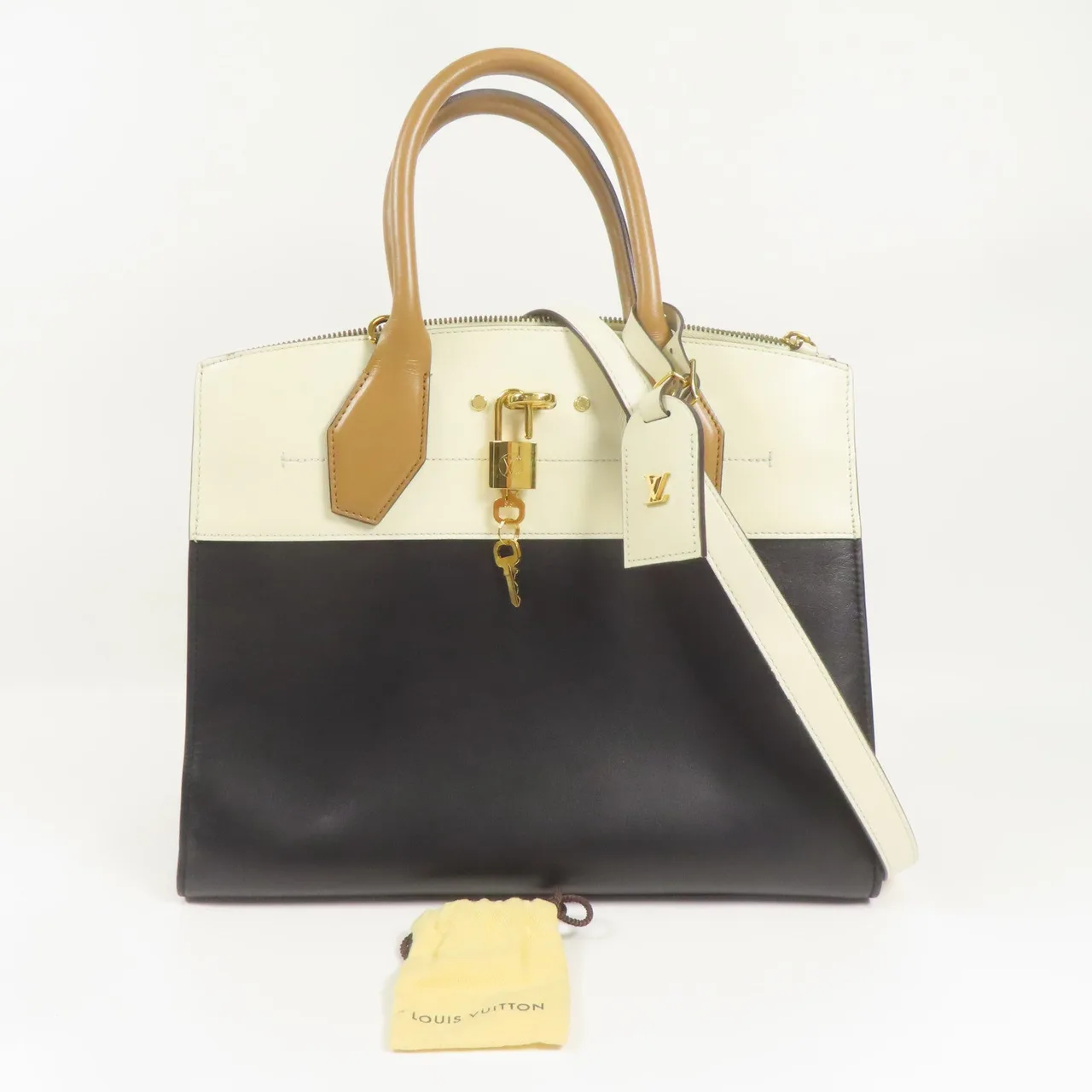 LOUIS VUITTON Steamer M53072 兩用包 牛皮 黑色 / 白色 / Black/White 牛皮 中古品B - 縮圖 14