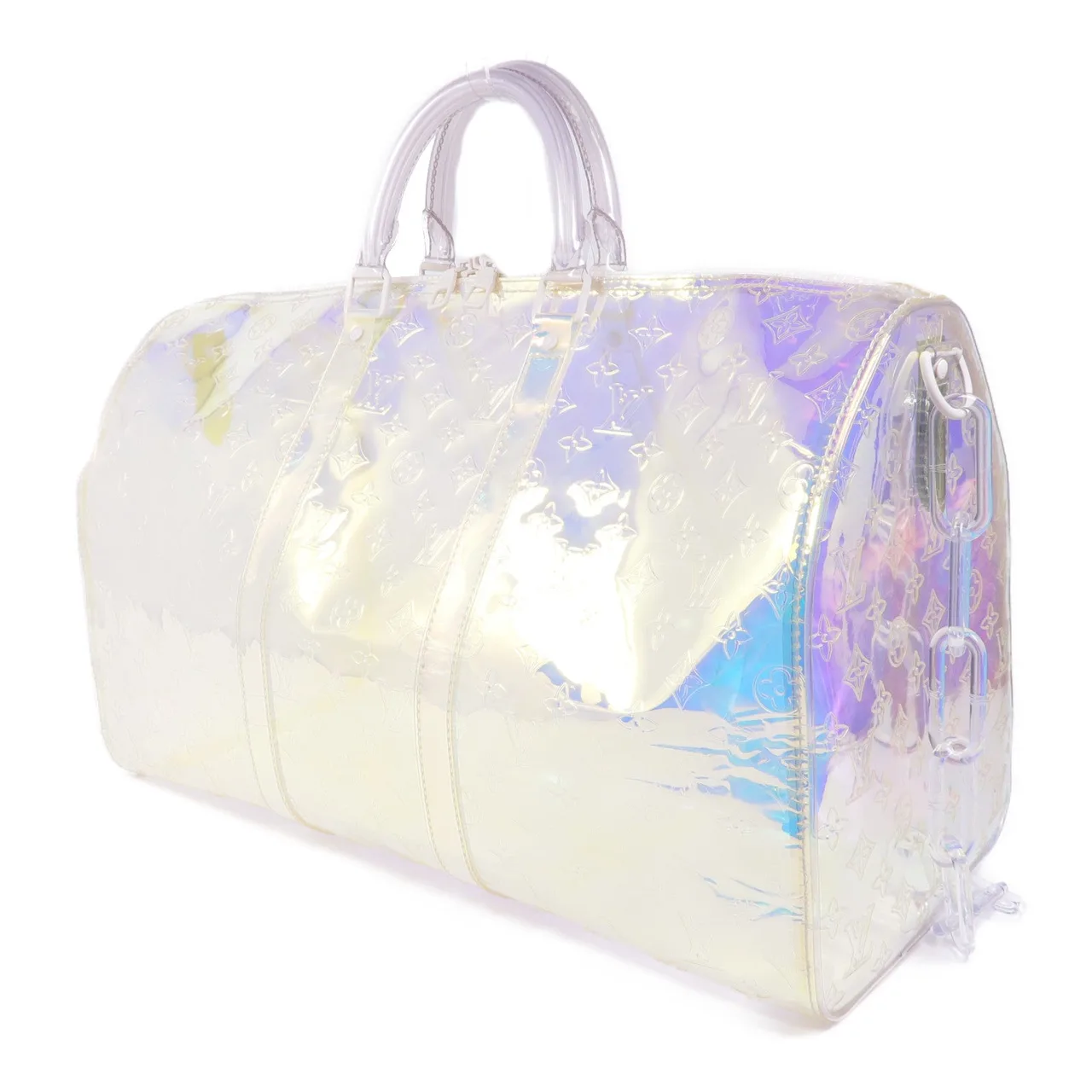 LOUIS VUITTON Keepall M53271 兩用包 塗層帆布 透明 / Silver 塗層帆布 中古品A - 縮圖 3