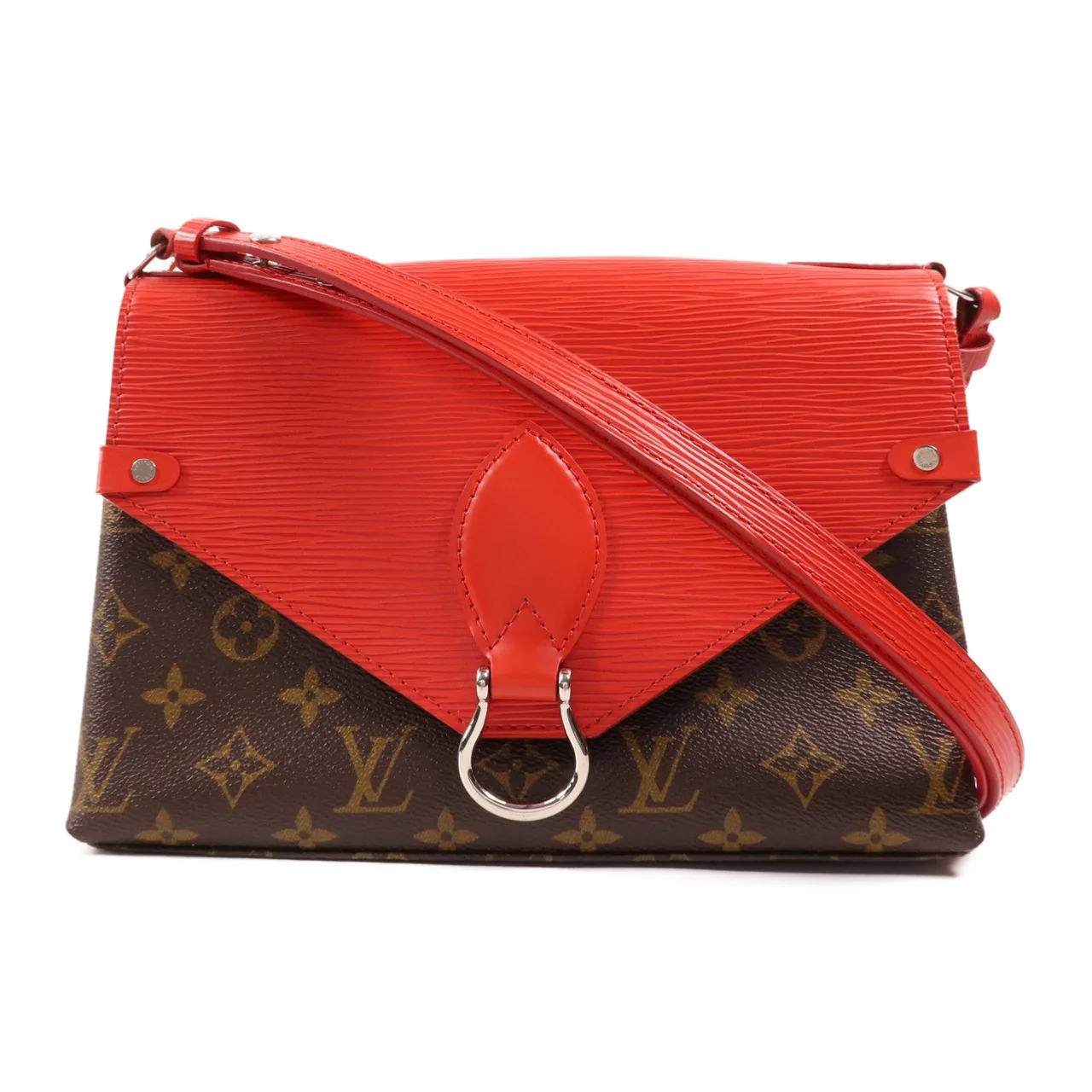 LOUIS VUITTON Saint Michel M44031 肩背包 塗層帆布 棕色 / 紅色
