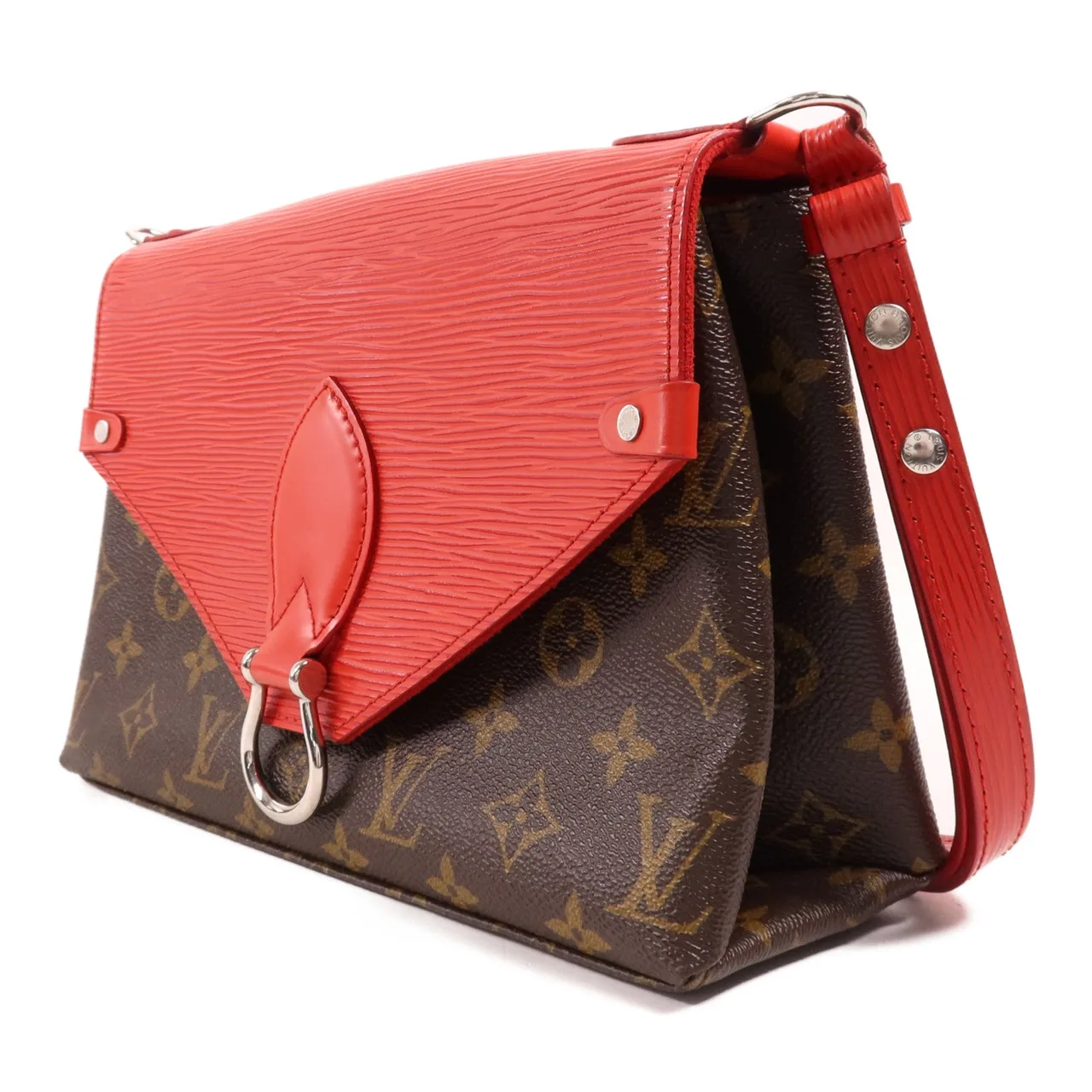 LOUIS VUITTON Saint Michel M44031 肩背包 塗層帆布 棕色 / 紅色 塗層帆布 中古品A - 縮圖 3