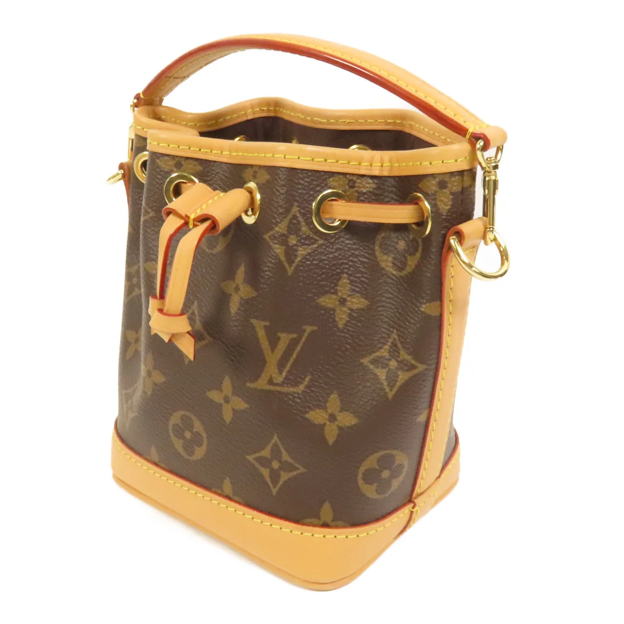 LOUIS VUITTON Nano Noe M81266 兩用包 塗層帆布 棕色 / Brown 塗層帆布 中古品A - 縮圖 3