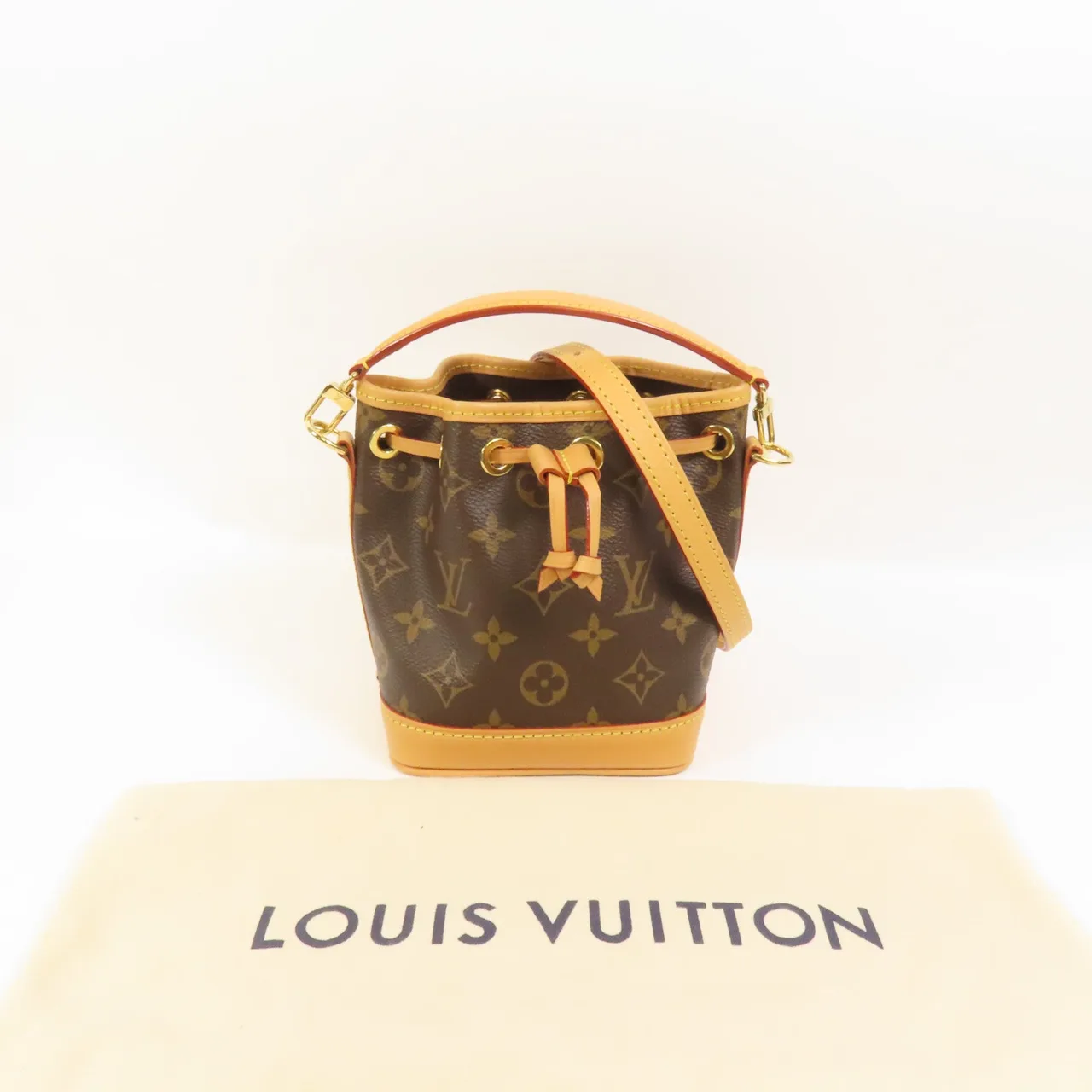 LOUIS VUITTON Nano Noe M81266 兩用包 塗層帆布 棕色 / Brown 塗層帆布 中古品A - 縮圖 10