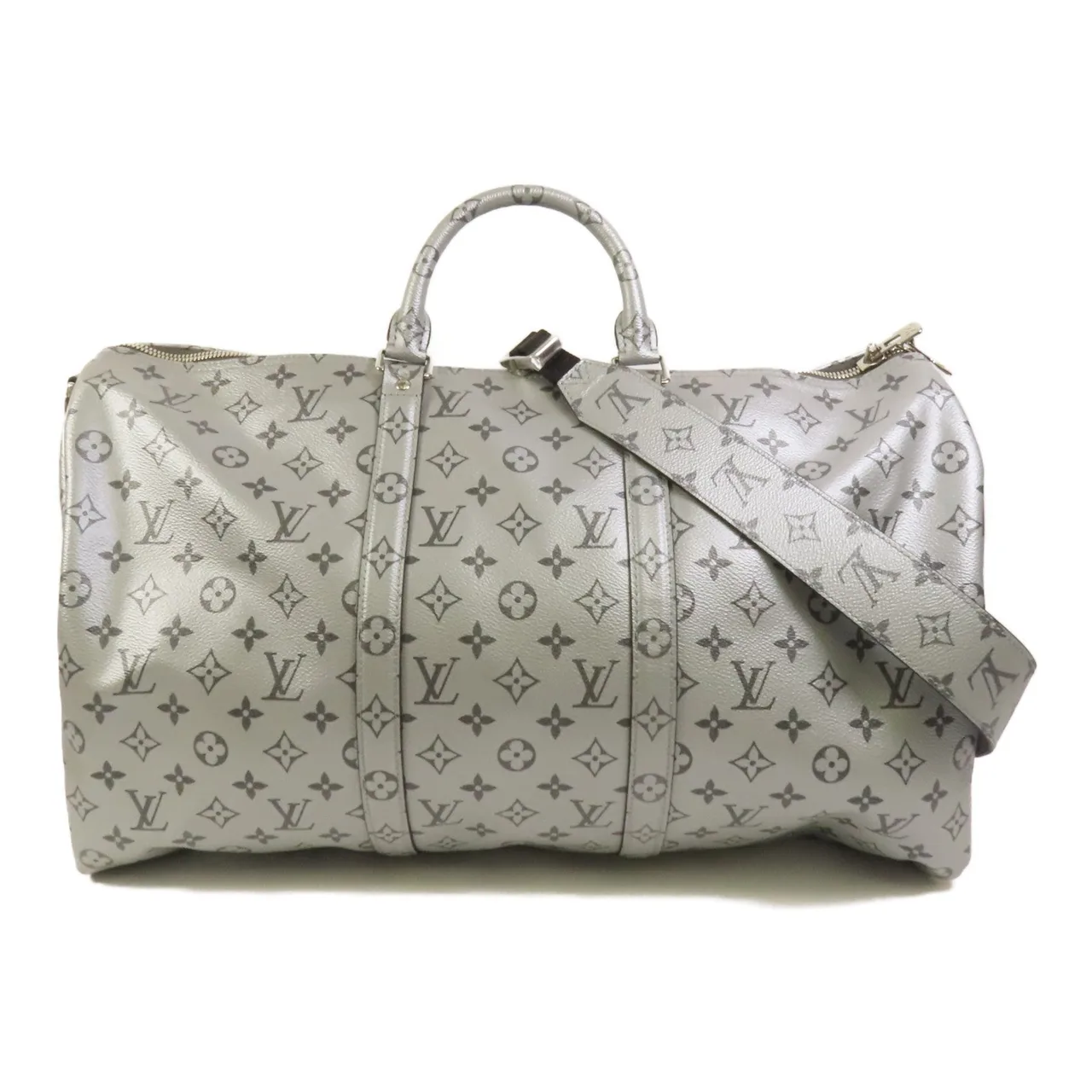 LOUIS VUITTON Keepall M43848 兩用包 塗層帆布 銀色