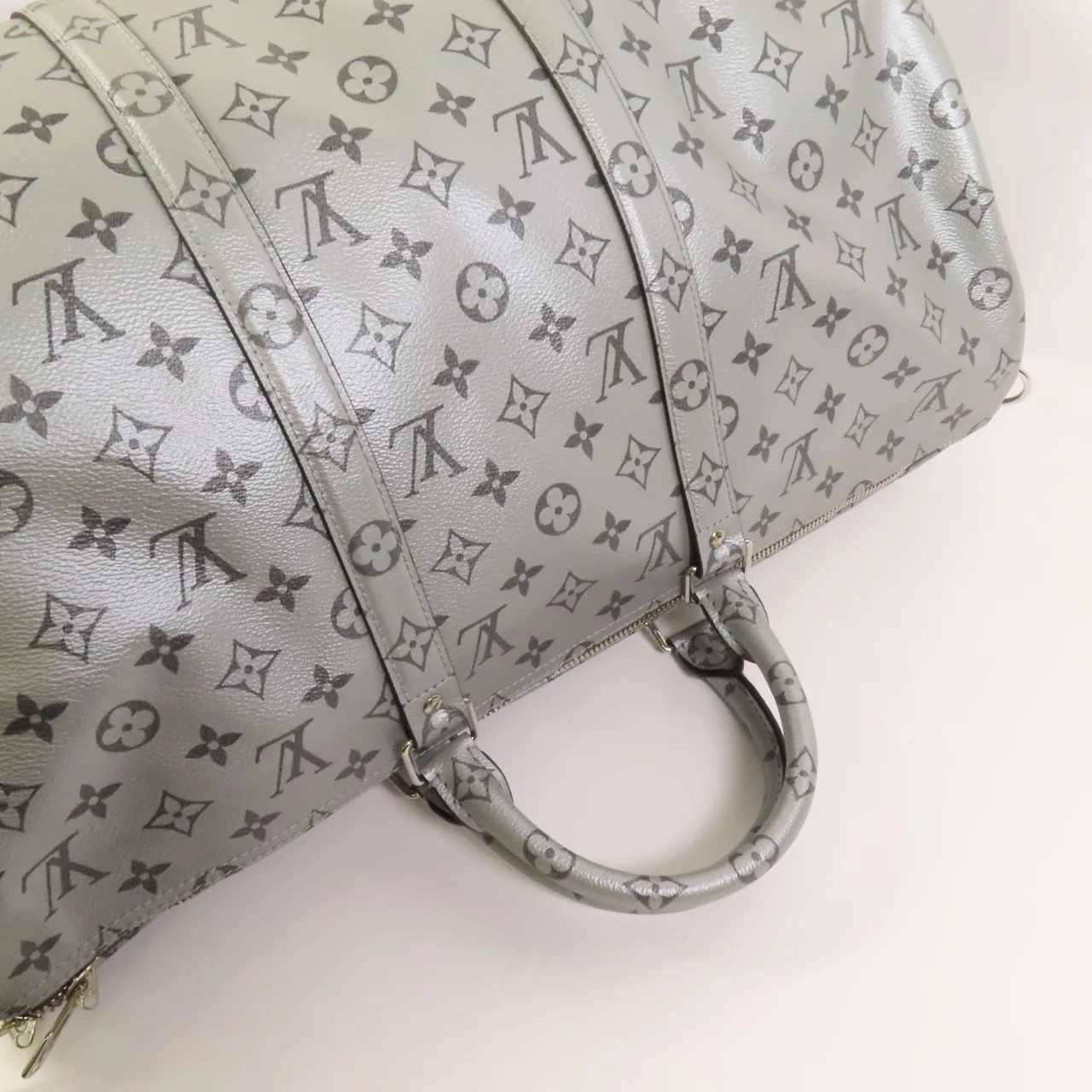LOUIS VUITTON Keepall M43848 兩用包 塗層帆布 銀色 塗層帆布 中古品A - 縮圖 6