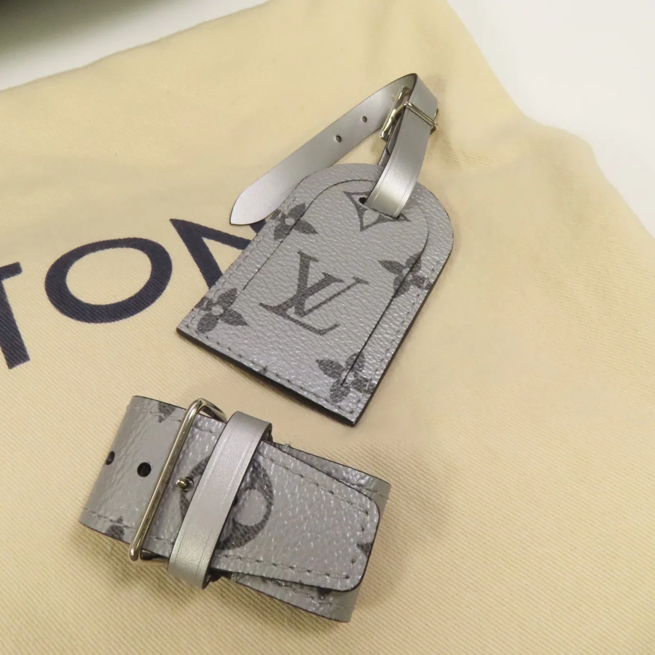 LOUIS VUITTON Keepall M43848 兩用包 塗層帆布 銀色 塗層帆布 中古品A - 縮圖 7