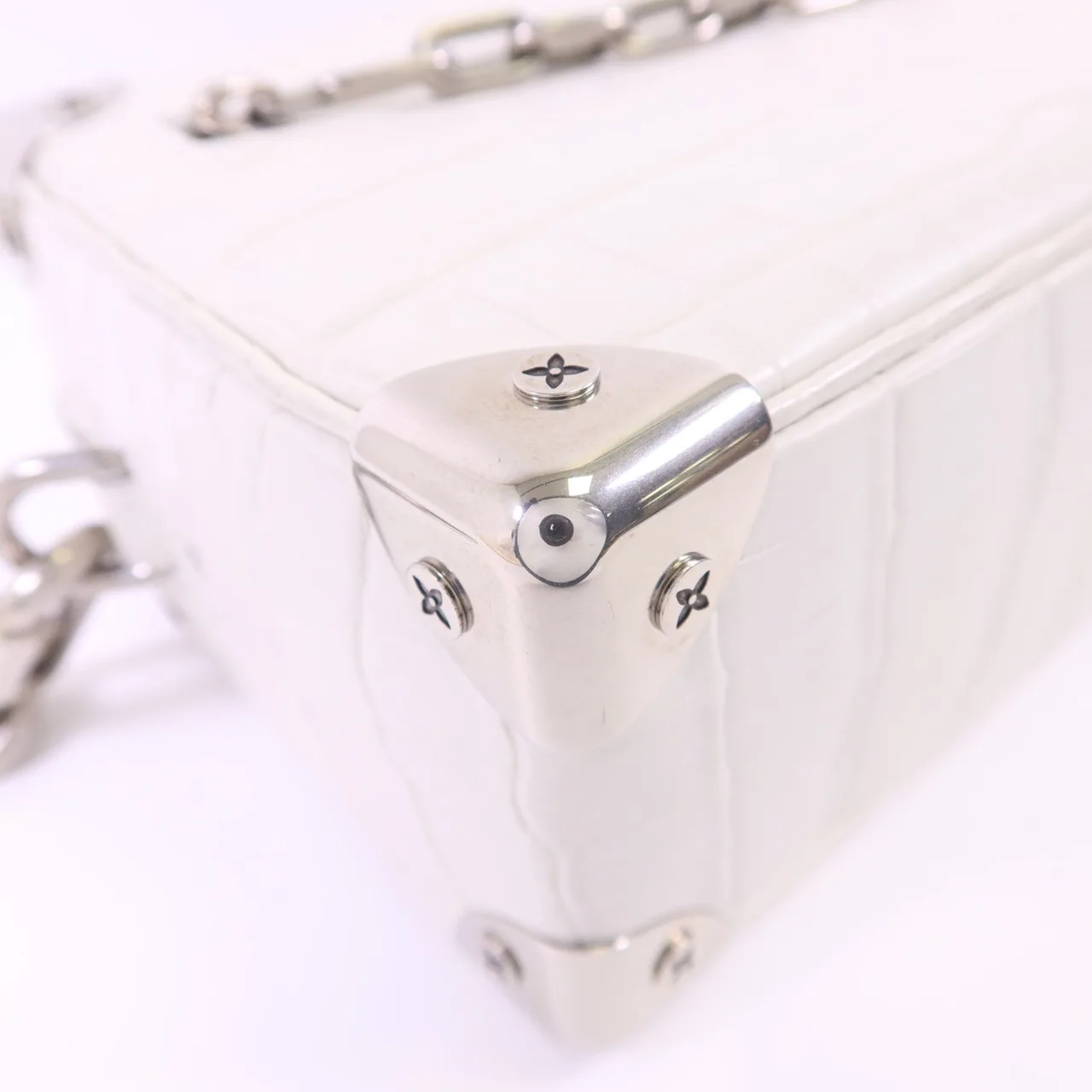 LOUIS VUITTON Soft Trunk N98495 肩背包 x Crocodile Skin 白色 x Crocodile Skin 中古品B - 縮圖 11