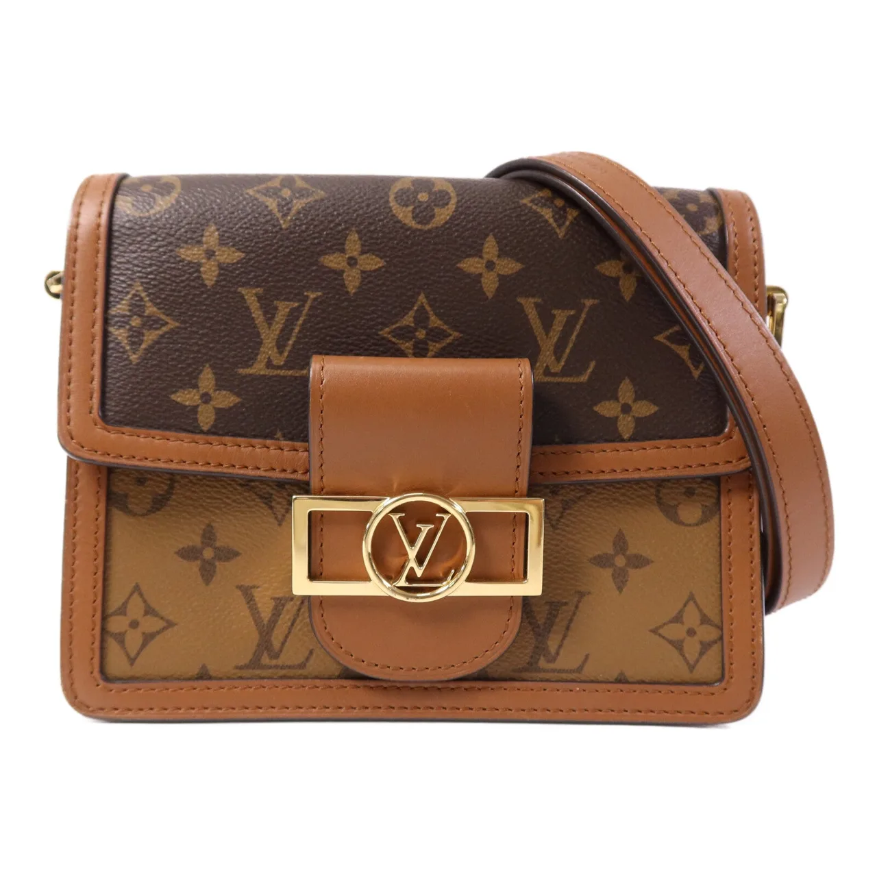 LOUIS VUITTON Mini Dauphine M45959 Shoulder Bag Coated Canvas 棕色 / Brown