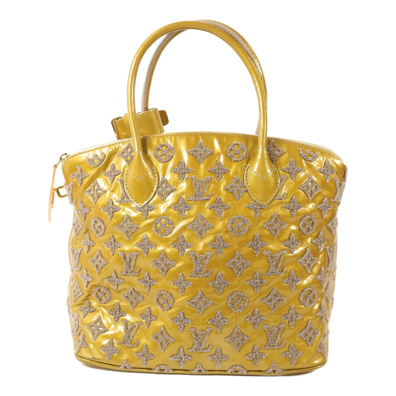 LOUIS VUITTON Lockit M40601 Handbag Leather 黃色 / 米色 / Yellow