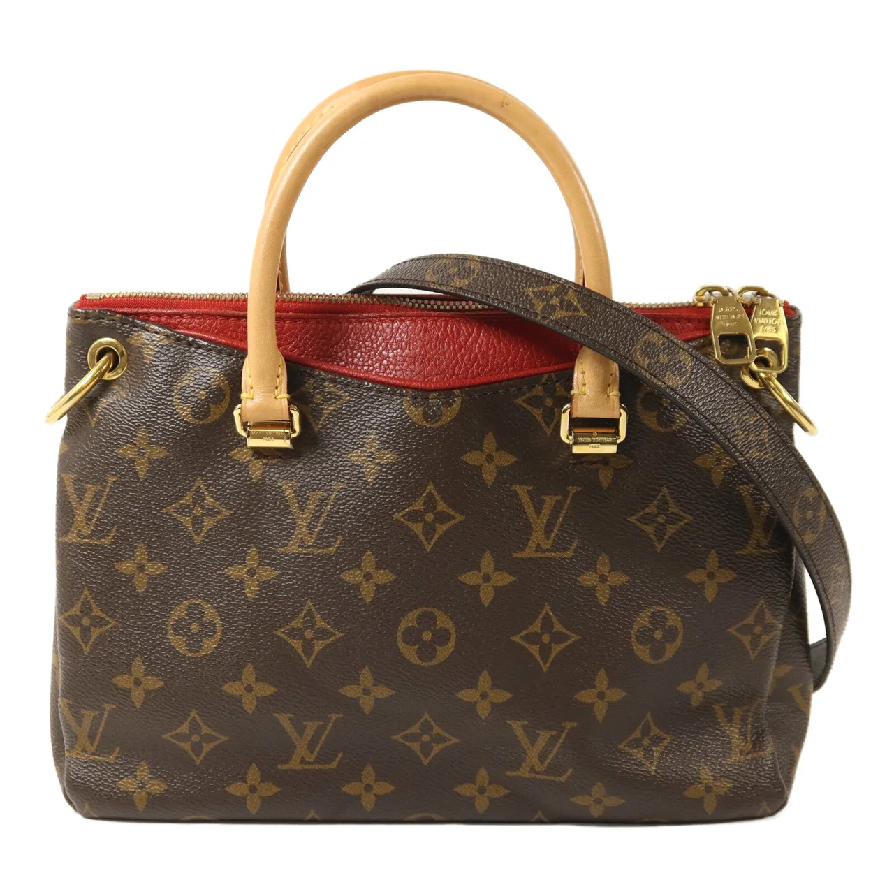 LOUIS VUITTON Pallas M41241 2-Way Bag Coated Canvas 棕色 / 紅色 / Monogram