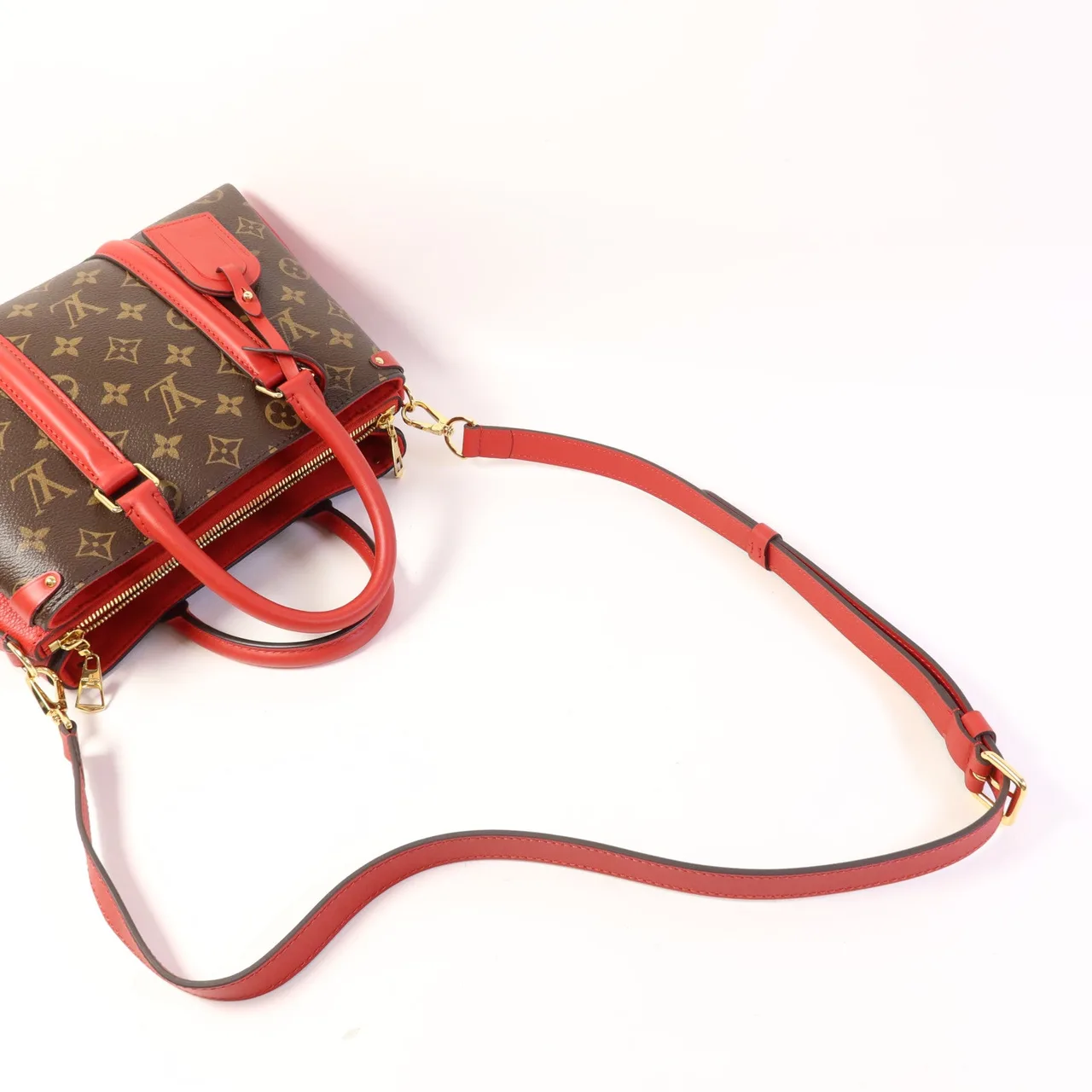 LOUIS VUITTON Soufflot M44818 兩用包 塗層帆布 棕色 / 紅色 / Red 塗層帆布 中古品A - 縮圖 7