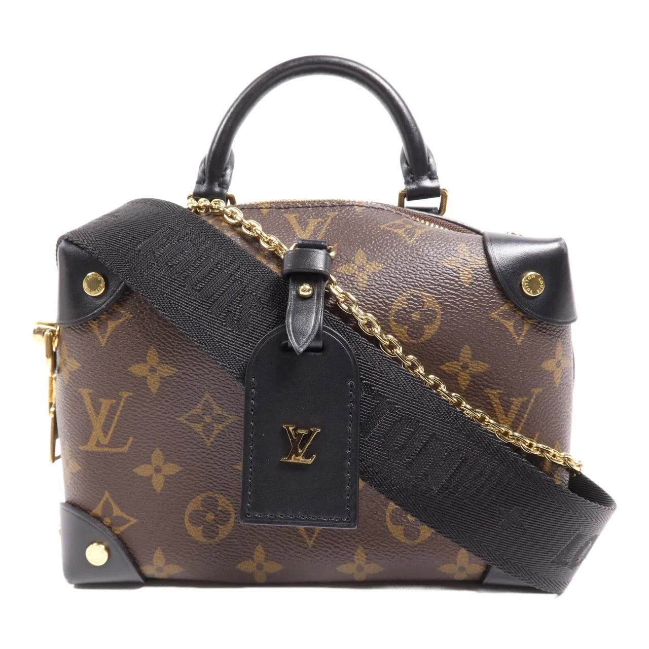 LOUIS VUITTON Petite Malle Souple M45571 兩用包 塗層帆布 棕色 / 黑色