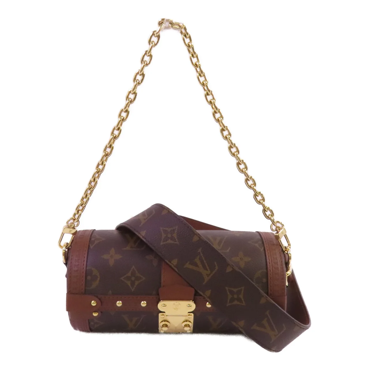 LOUIS VUITTON Papillon M57835 2-Way Bag Coated Canvas 棕色