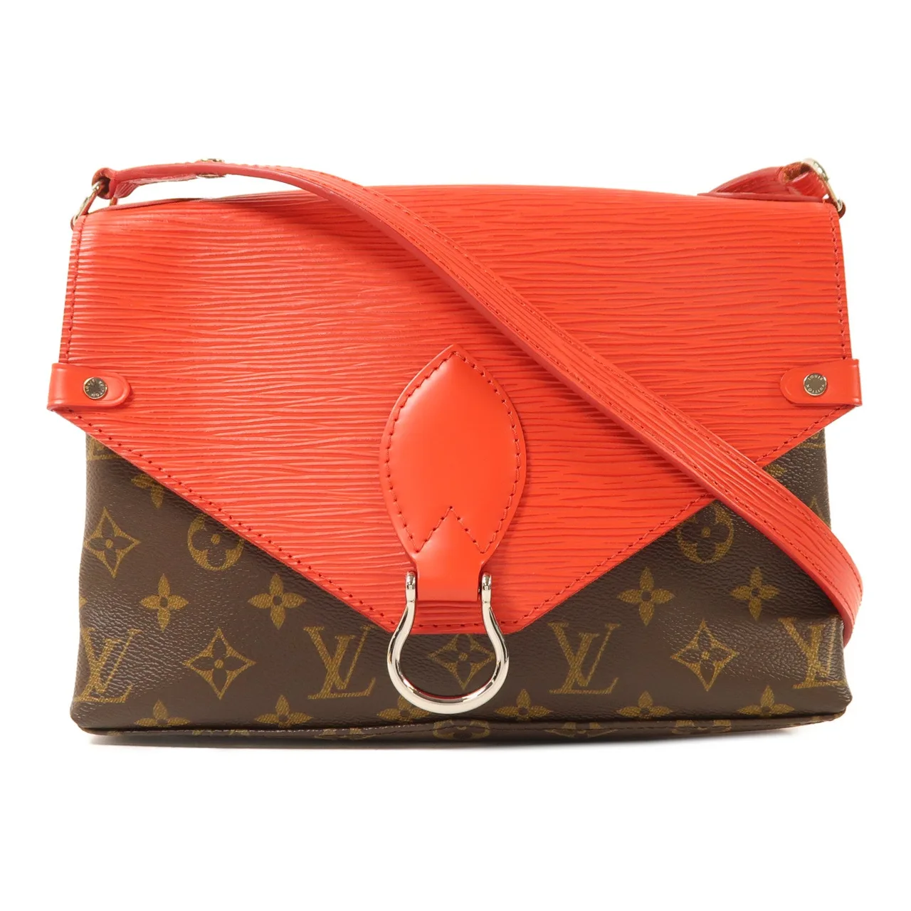 LOUIS VUITTON Saint Michel M44031 Shoulder Bag Coated Canvas 棕色 / 紅色 / Red/Brown