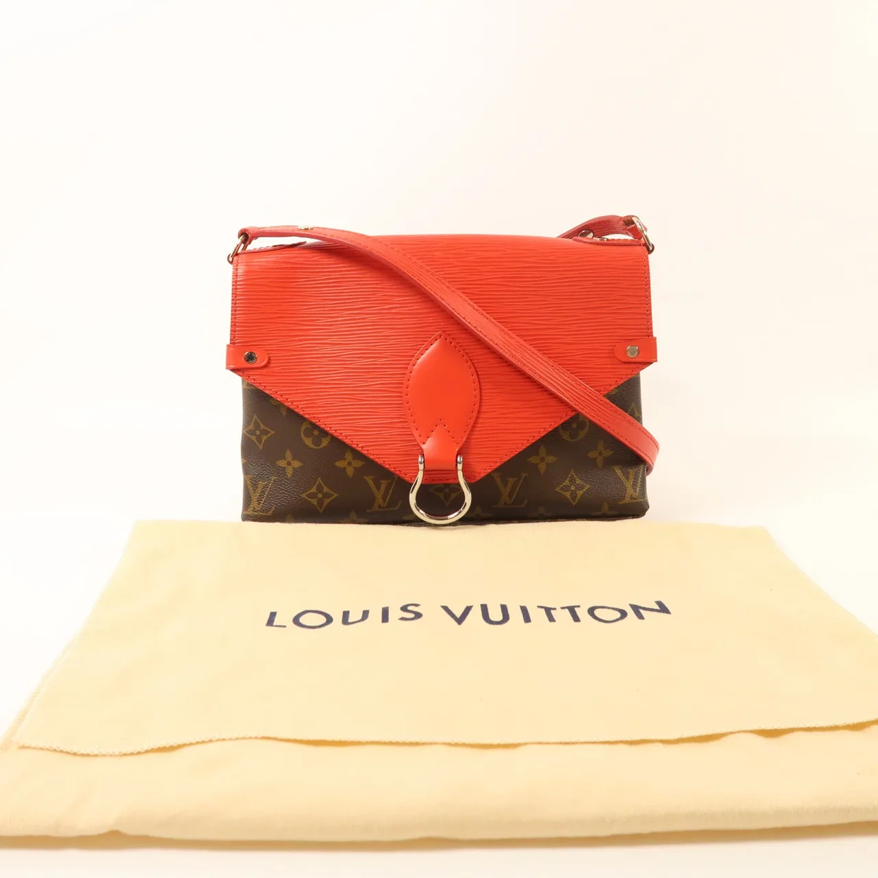 LOUIS VUITTON Saint Michel M44031 Shoulder Bag Coated Canvas 棕色 / 紅色 / Red/Brown Coated Canvas Rank A - Thumbnail 10