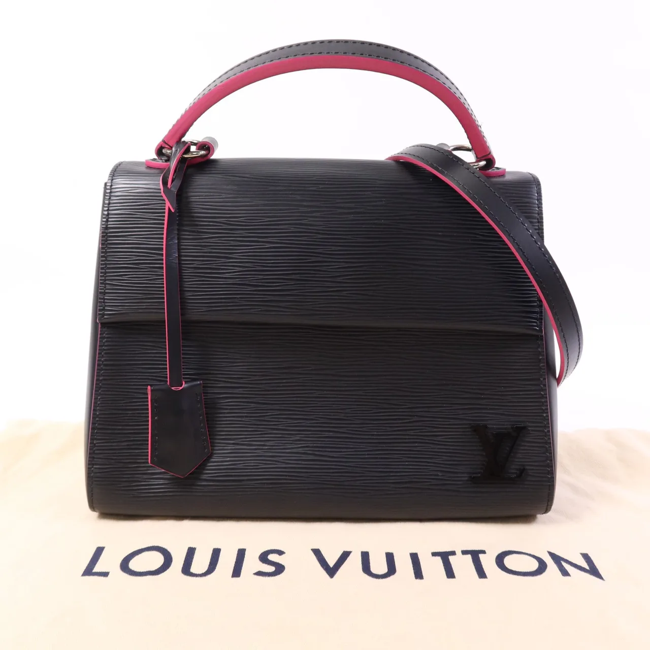 LOUIS VUITTON Cluny M54167 2-Way Bag Calfskin 黑色 / 粉色 / Black/Pink Calfskin Rank A - Thumbnail 16