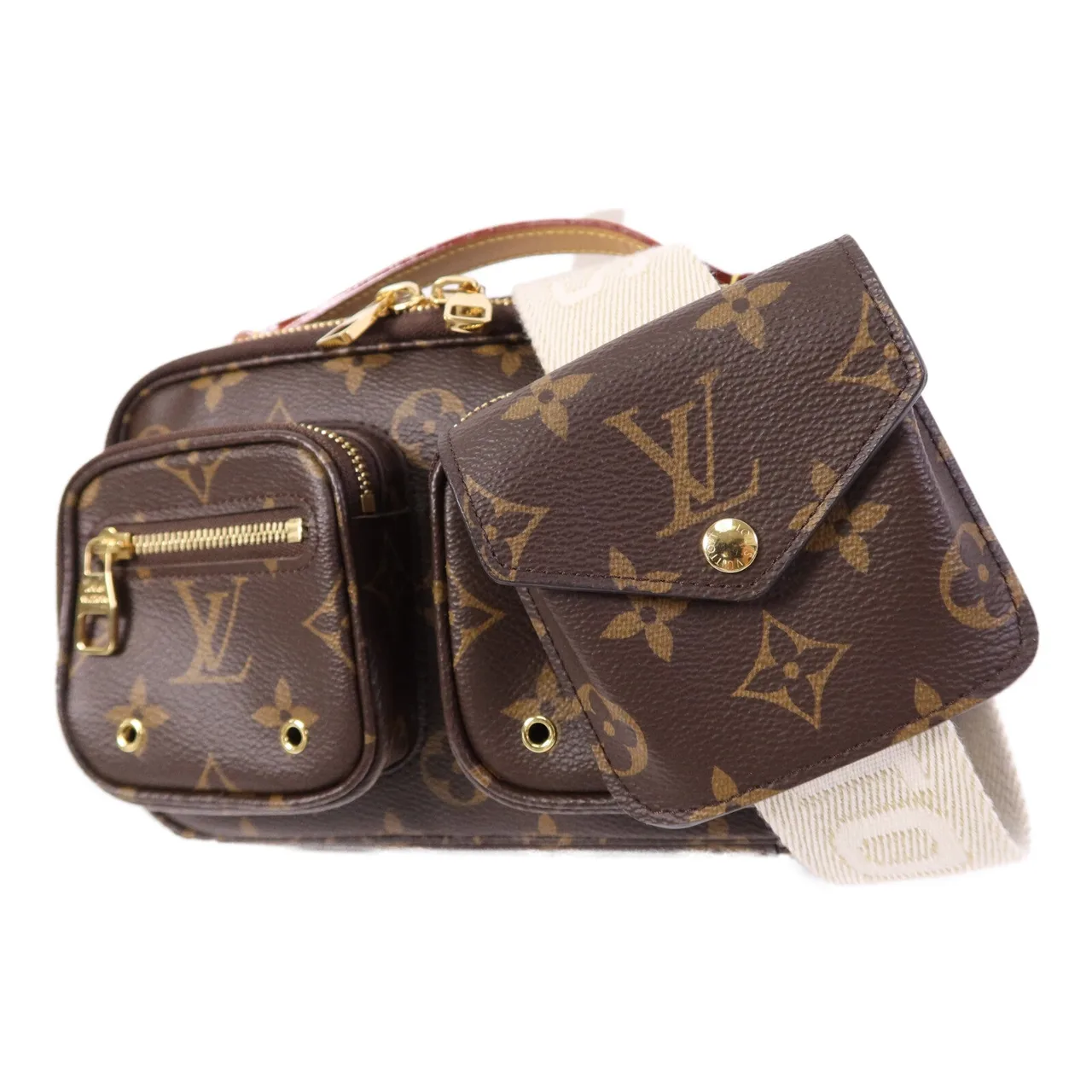 LOUIS VUITTON Utility M80446 兩用包 塗層帆布 棕色 塗層帆布 中古品A - 縮圖 3