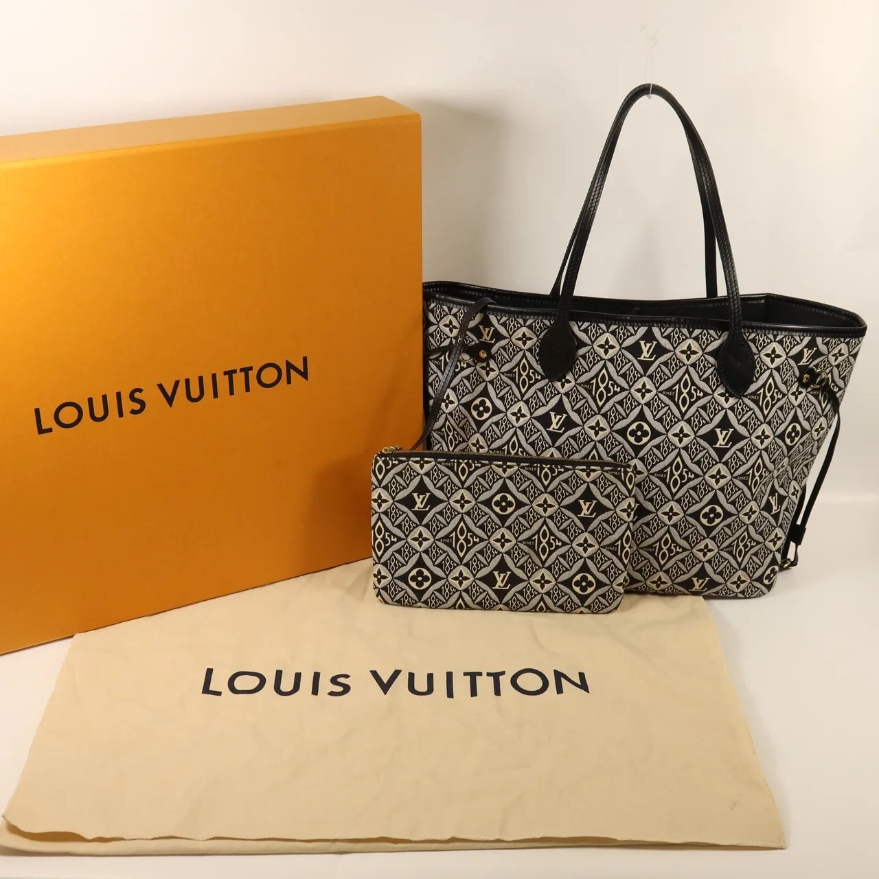 LOUIS VUITTON Neverfull M57230 Tote Bag Canvas 黑色 / 白色 / Black Canvas Rank A - Thumbnail 9