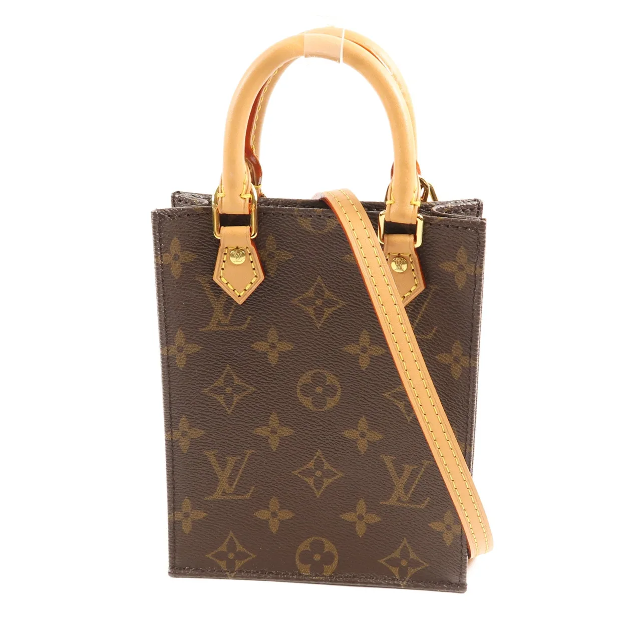 LOUIS VUITTON Petit Sac Plat M81295 2-Way Bag Coated Canvas 棕色