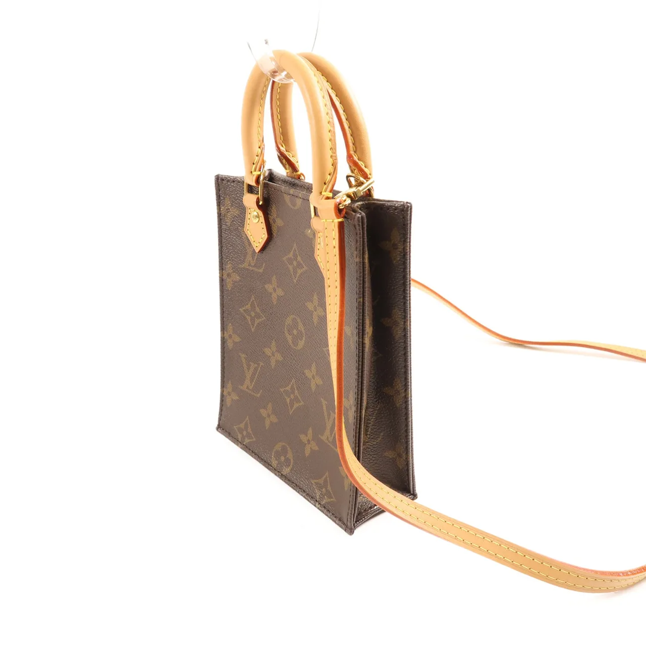 LOUIS VUITTON Petit Sac Plat M81295 兩用包 塗層帆布 棕色 塗層帆布 中古品B - 縮圖 3