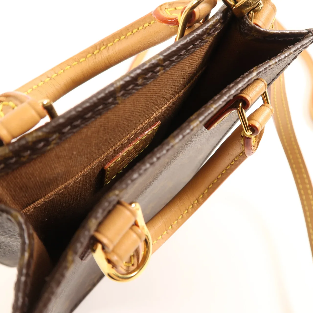 LOUIS VUITTON Petit Sac Plat M81295 兩用包 塗層帆布 棕色 塗層帆布 中古品B - 縮圖 5