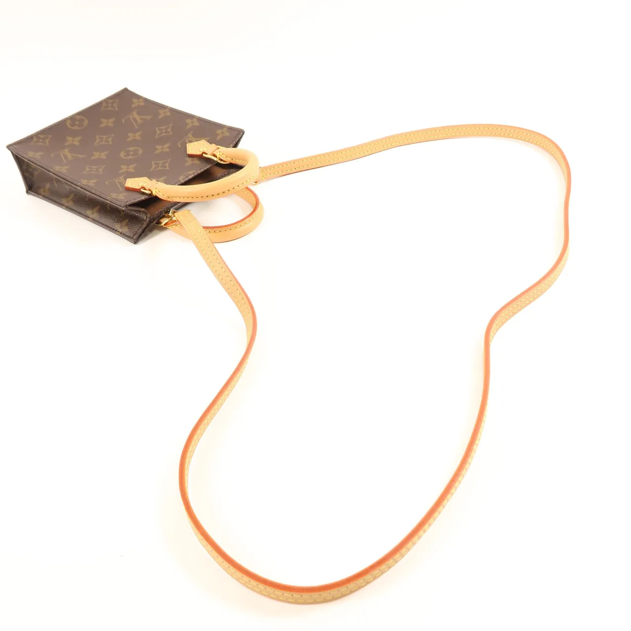 LOUIS VUITTON Petit Sac Plat M81295 兩用包 塗層帆布 棕色 塗層帆布 中古品B - 縮圖 8