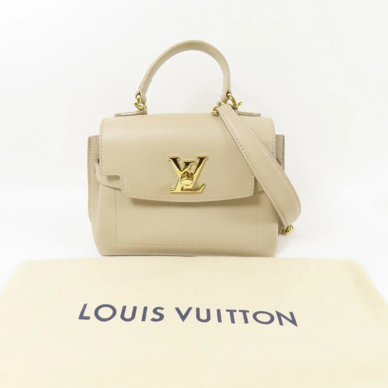 LOUIS VUITTON Lock Me M21052 兩用包 牛皮 米色 / Gery 牛皮 中古品B - 縮圖 17