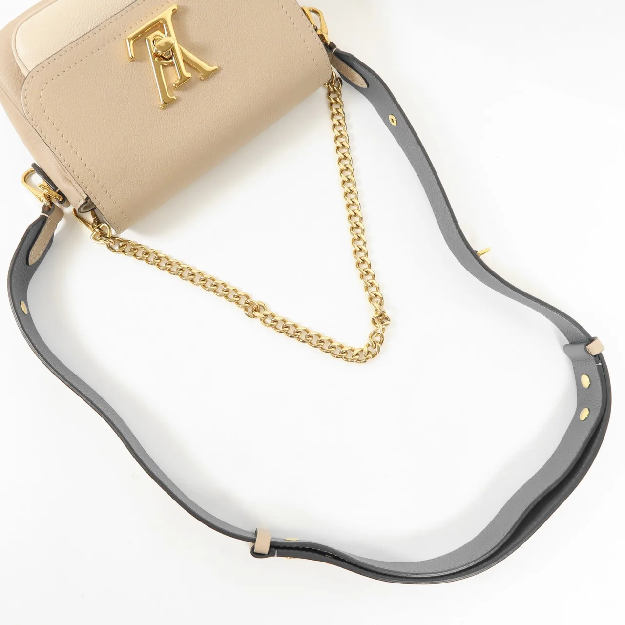 LOUIS VUITTON Lock Me M58554 兩用包 牛皮 米色 / 灰色 / Beige/Blue 牛皮 中古品A - 縮圖 7