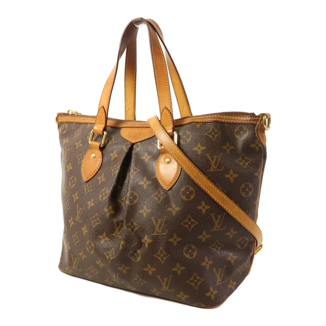 LOUIS VUITTON Palermo M40145 兩用包 塗層帆布 棕色 塗層帆布 中古品B - 縮圖 3