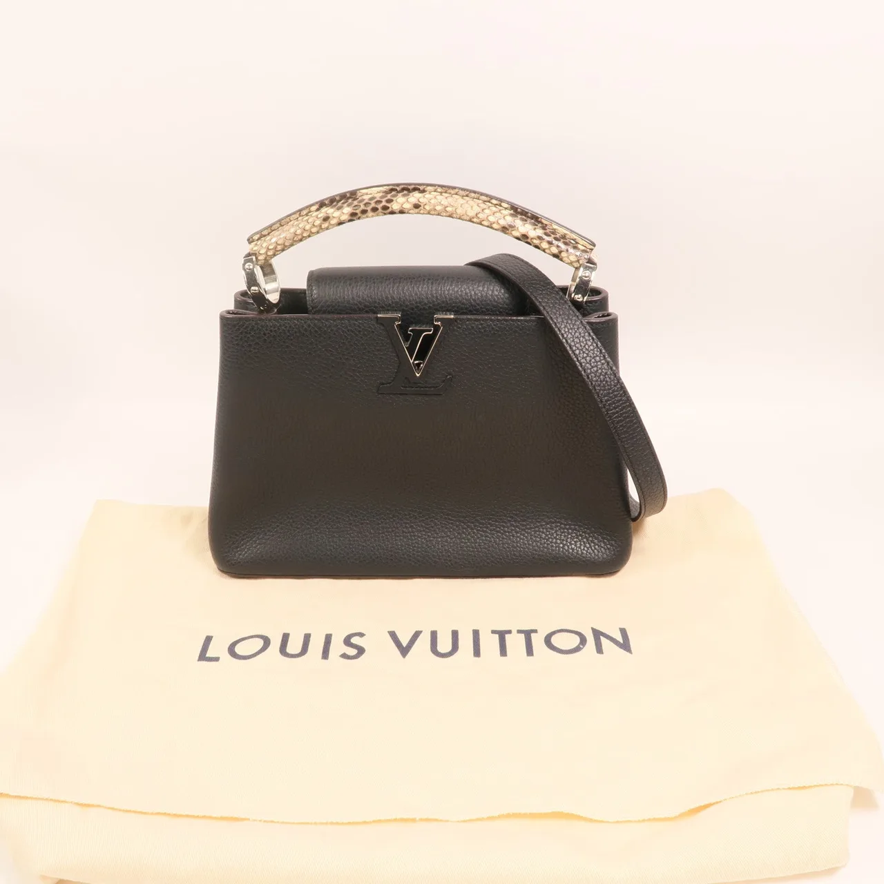 LOUIS VUITTON Capucines N92040 2-Way Bag Calfskin 黑色 / Black Calfskin Rank A - Thumbnail 9